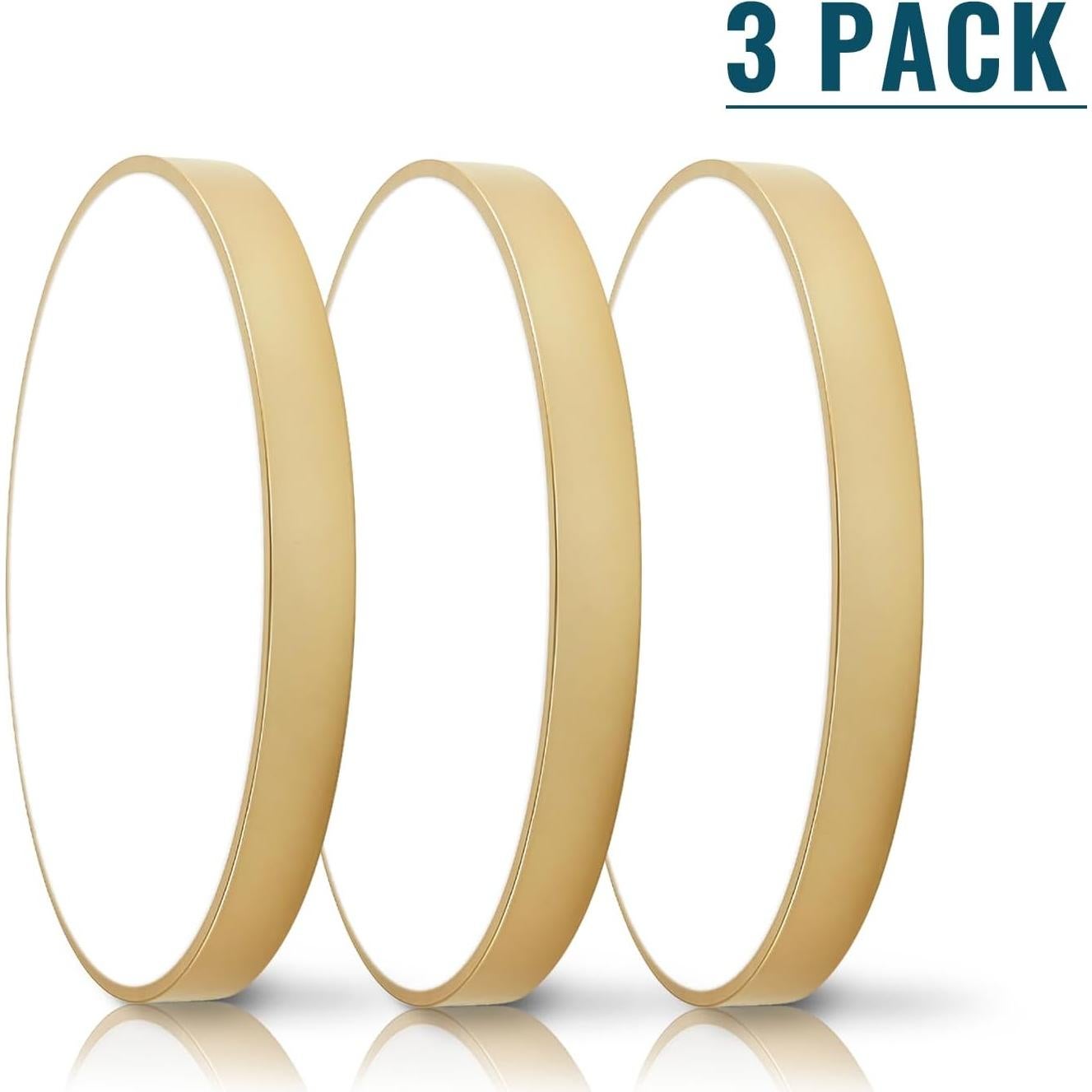 Paquete de 3 Lámparas de Techo LED Regulables 24W Doradas 30cm