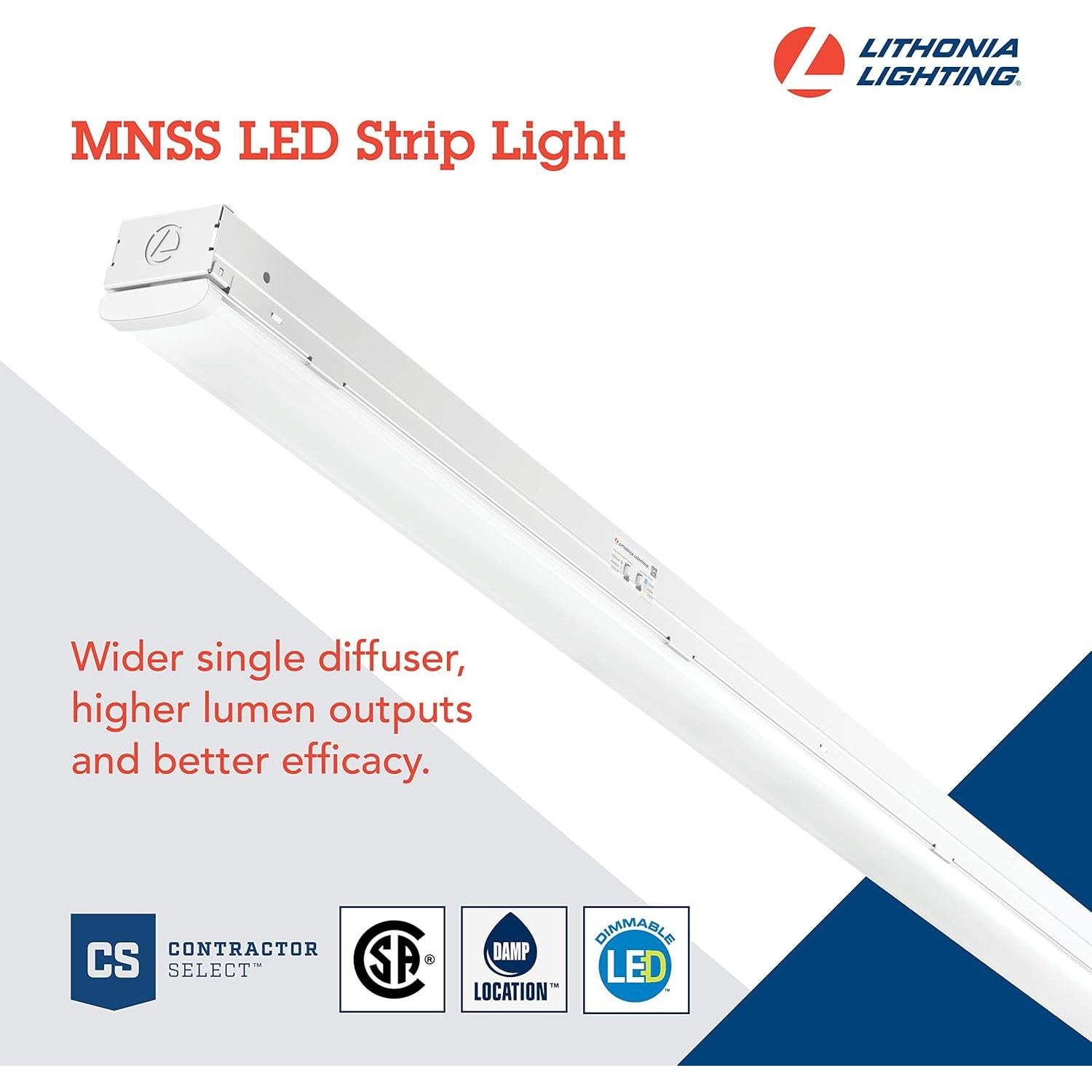 Luz LED de Tira Lithonia 1 Luz 48" Regulable Blanca