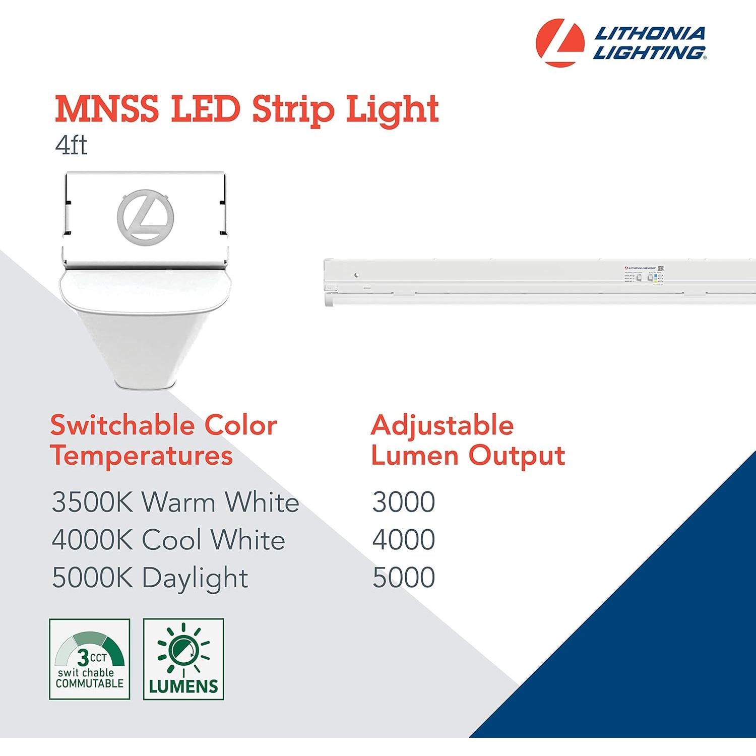 Luz LED de Tira Lithonia 1 Luz 48" Regulable Blanca