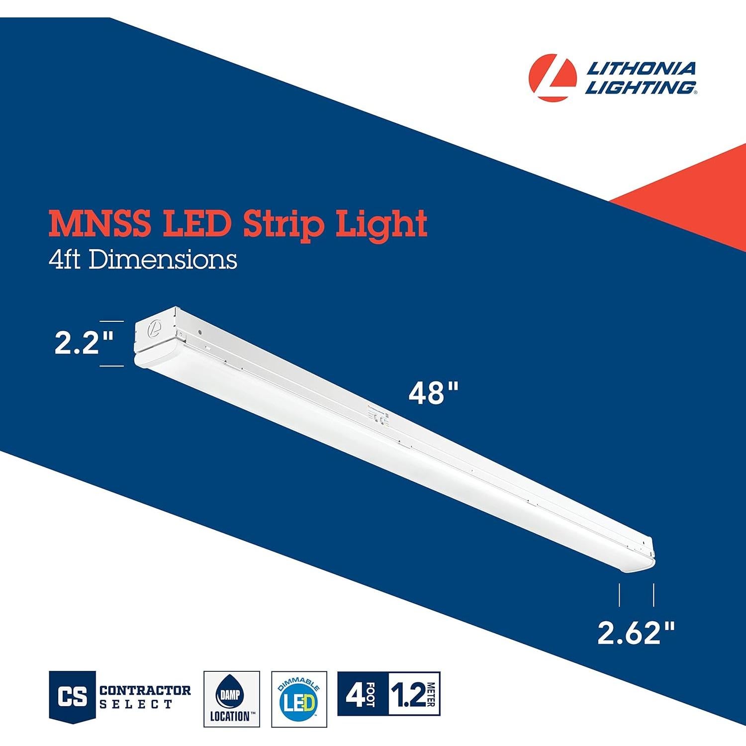 Luz LED de Tira Lithonia 1 Luz 48" Regulable Blanca