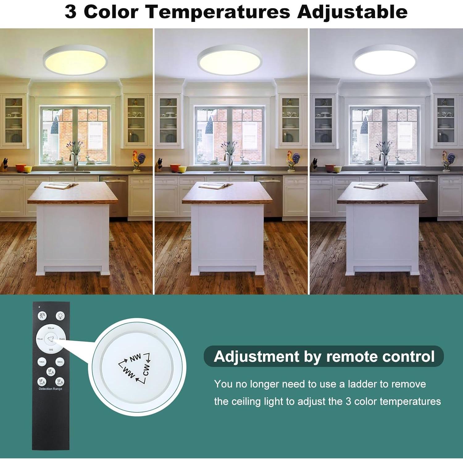 Luz de Techo con Sensor de Movimiento ZSYUBO 30cm 24W Blanco