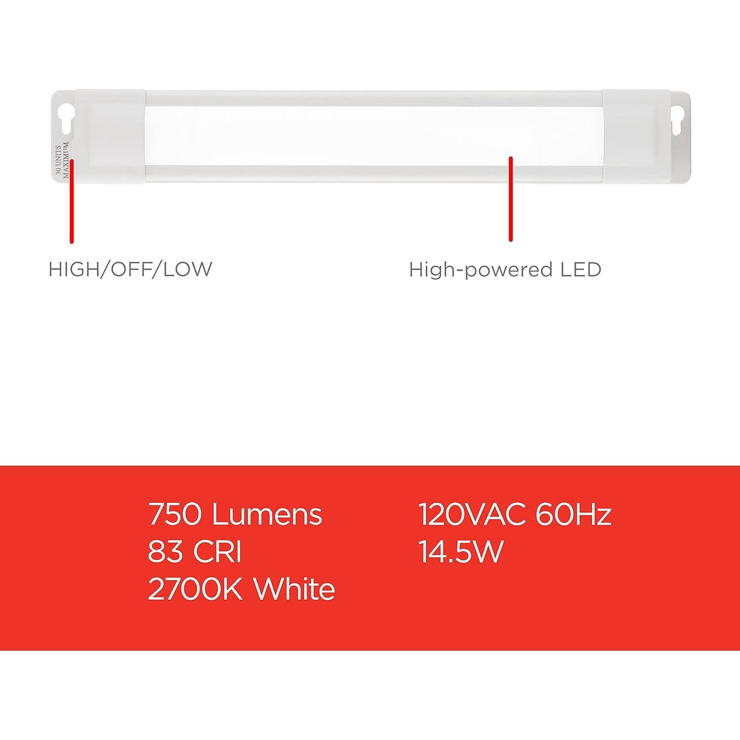 Luz Bajo Gabinete LED UltraPro 24" Enchufable Blanco Cálido