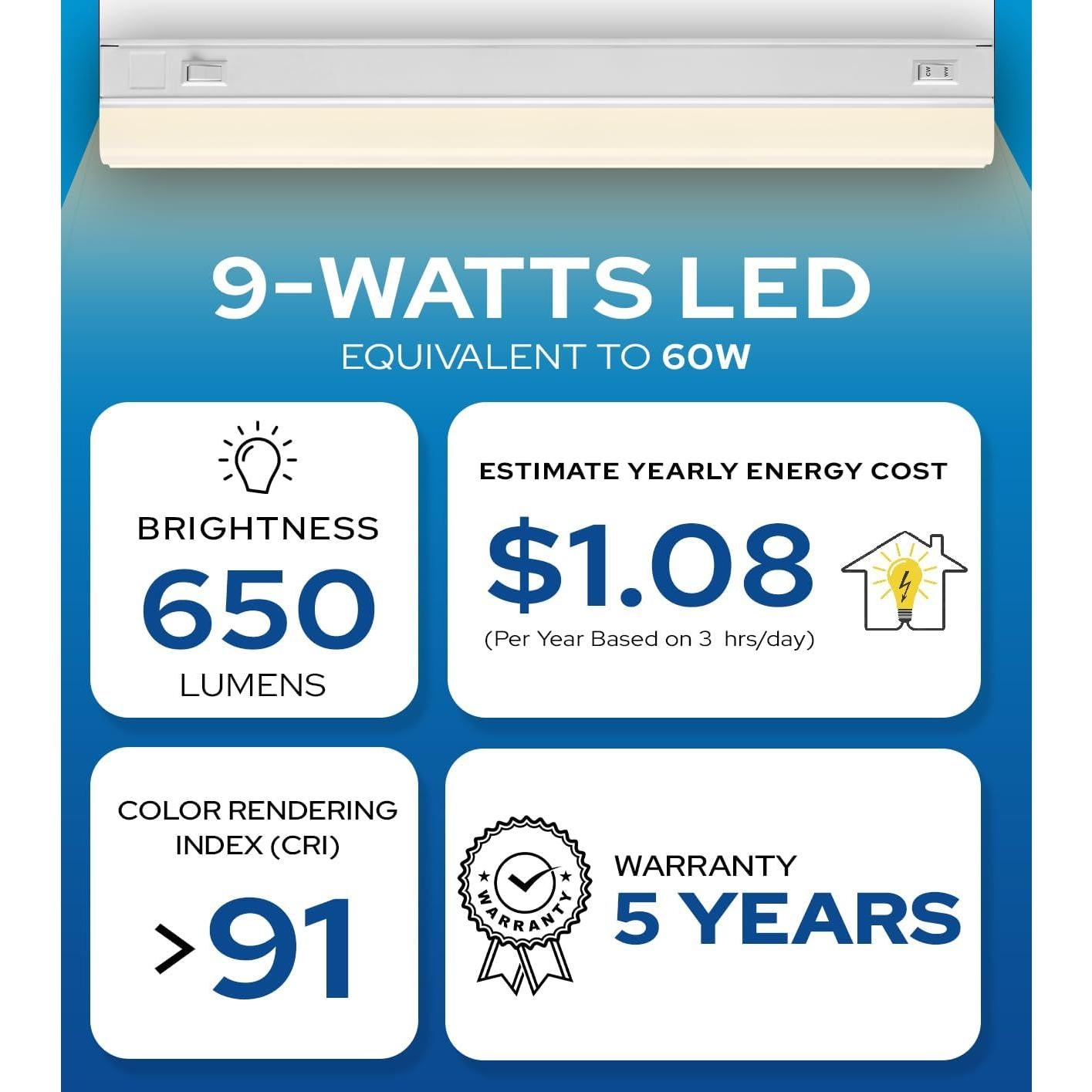 Luces LED de Gabinete HARRRRD 61x10.16cm Regulables 3000K/4000K