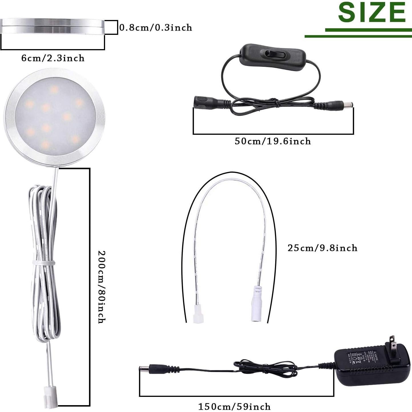 AIBOO Luz LED de Puck 12V Blanco Cálido para Gabinete