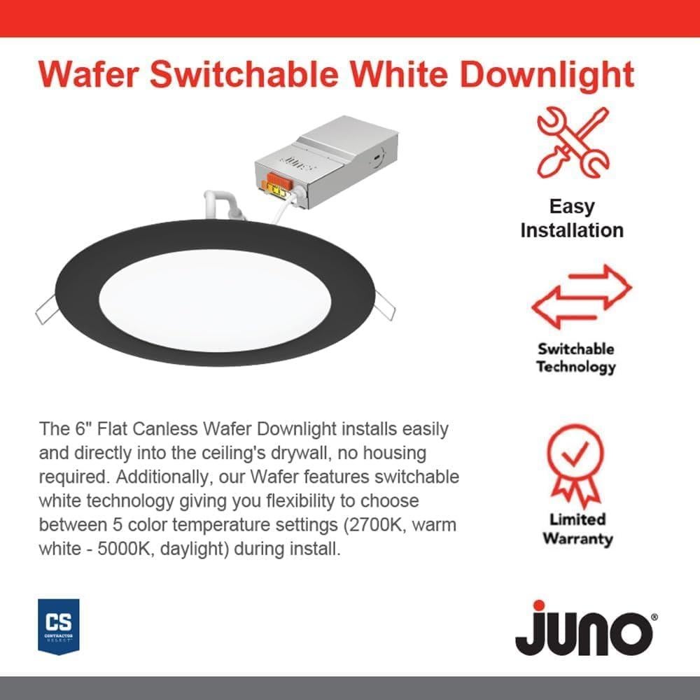 Luz Empotrada LED Juno 6 Pulgadas Ajustable 5-en-1 Negro Mate