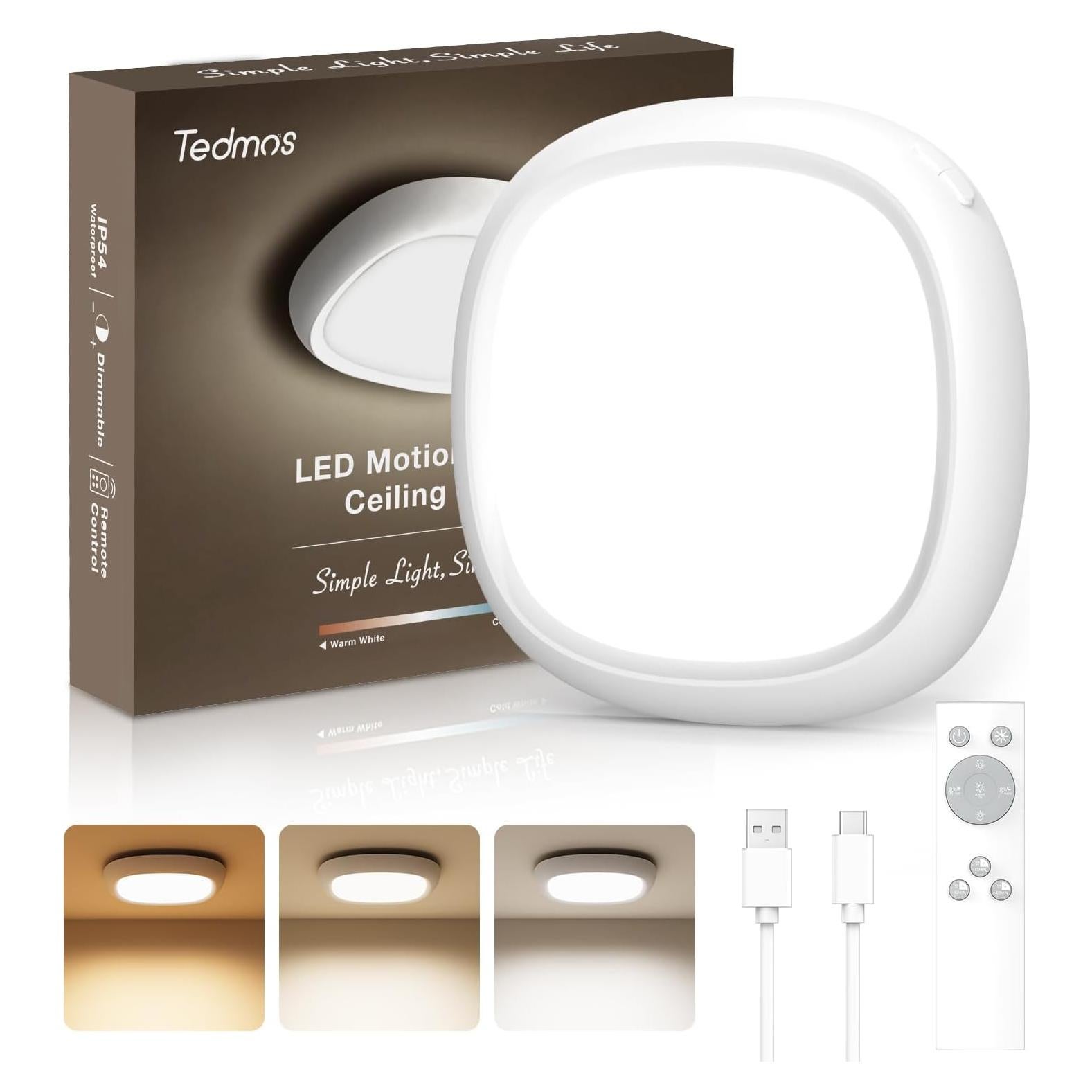 Luz de Techo Recargable Tedmos IP54 con Sensor de Movimiento