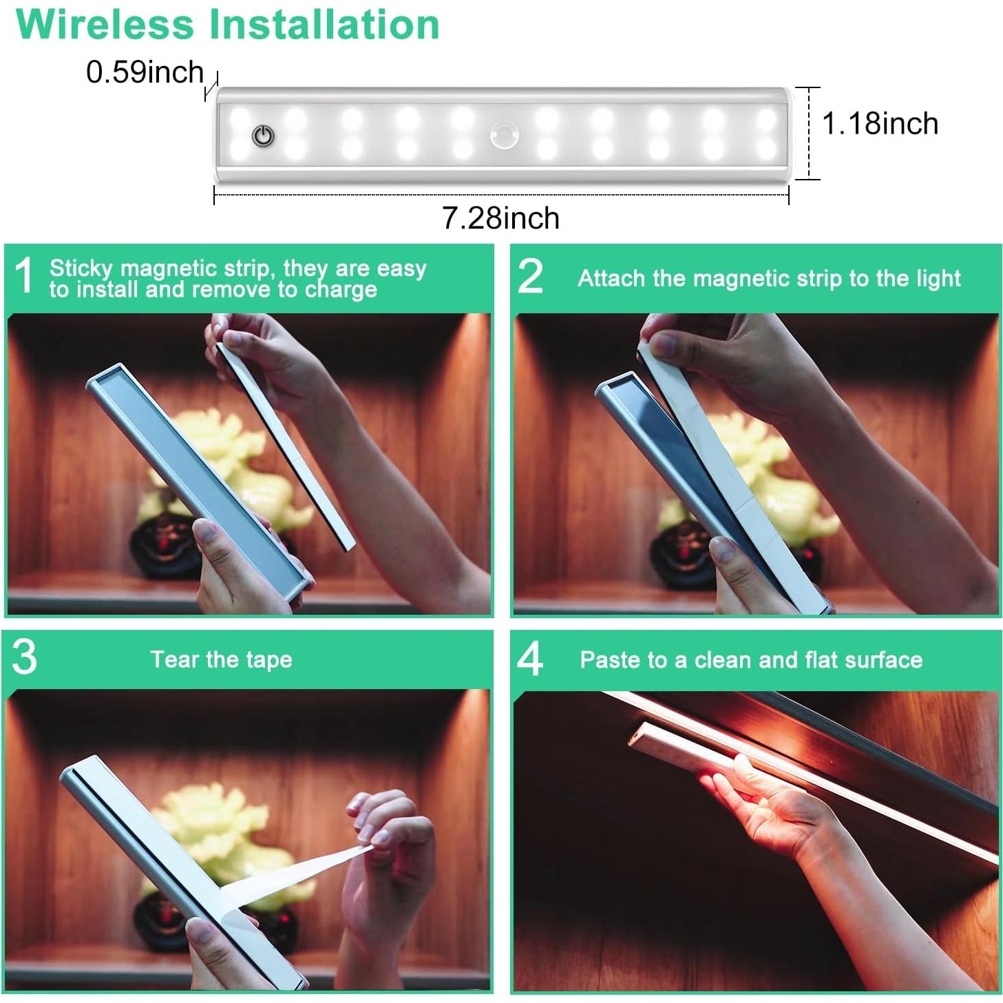 Luces LED Bajo Gabinete Inalámbricas LAJOSO 4 Paquetes RGB