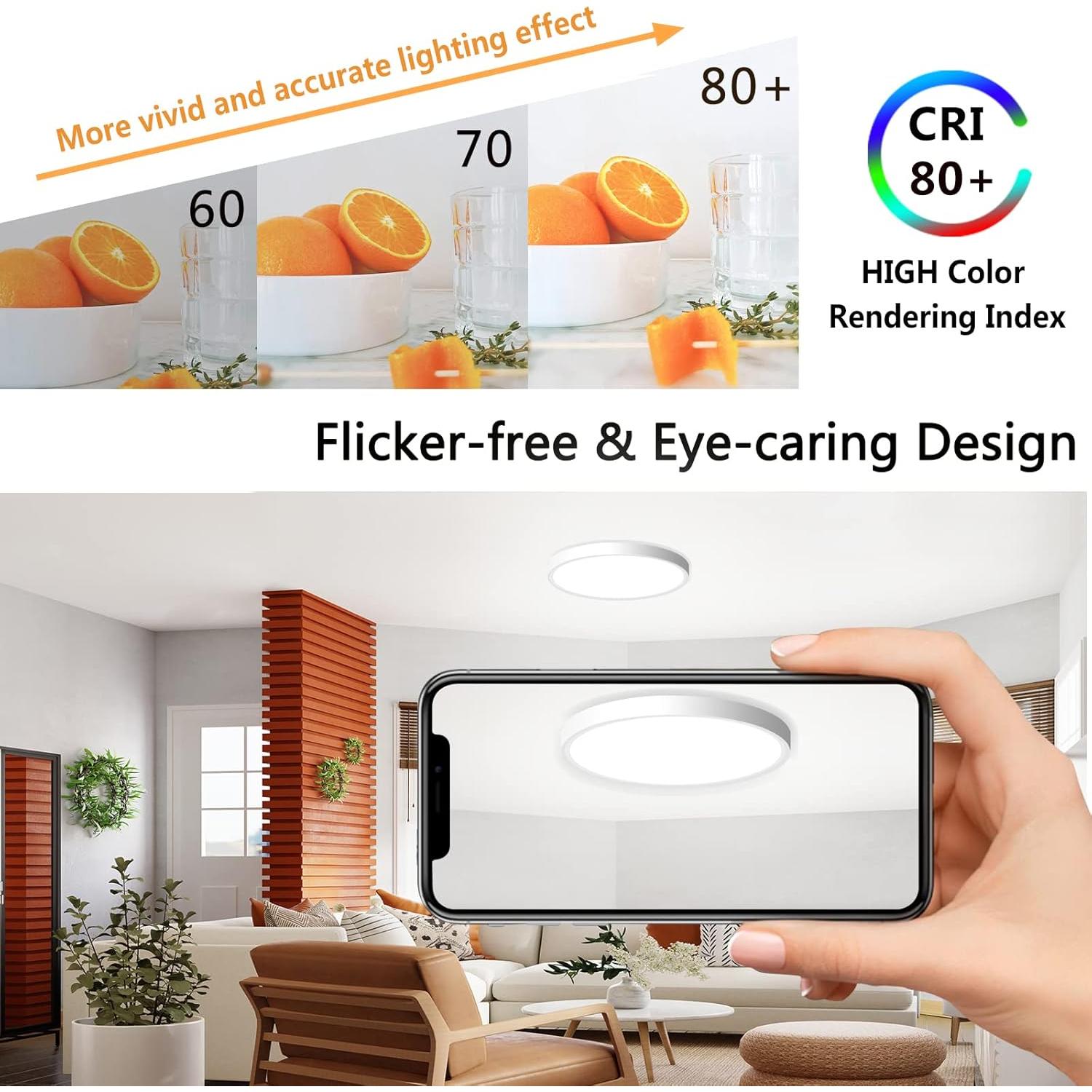 Paquete de 4 Lámparas de Techo LED CHARYJOD 18W 5000K