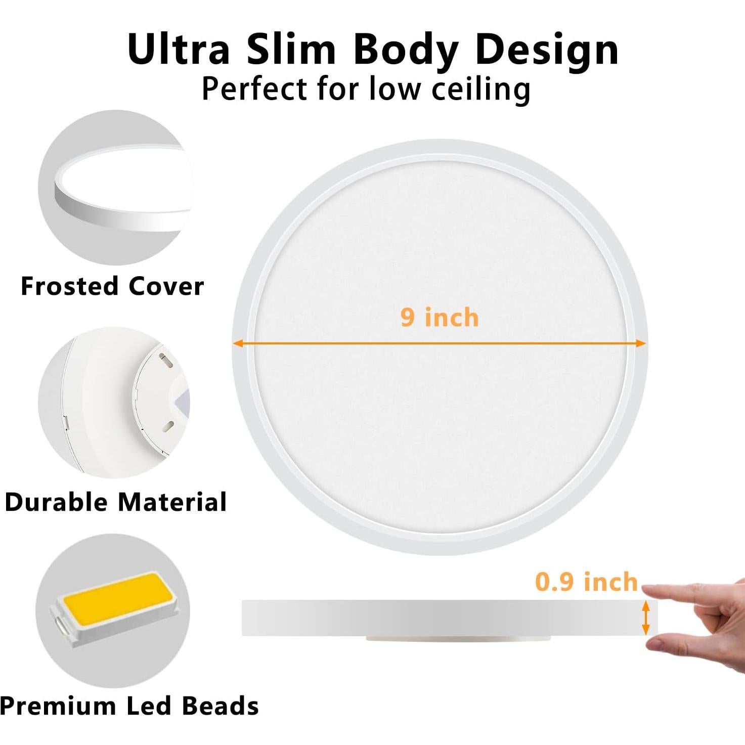 Paquete de 4 Lámparas de Techo LED CHARYJOD 18W 5000K