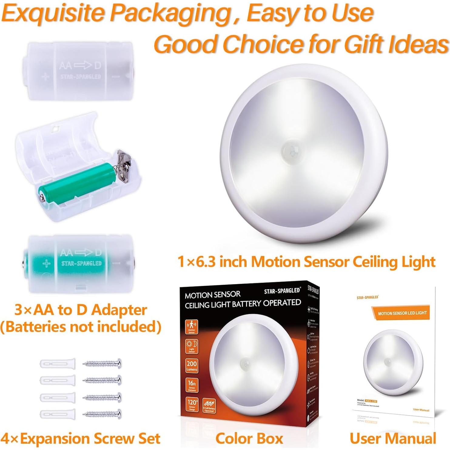 Luz de Techo LED con Sensor de Movimiento STAR-SPANGLED 16 cm