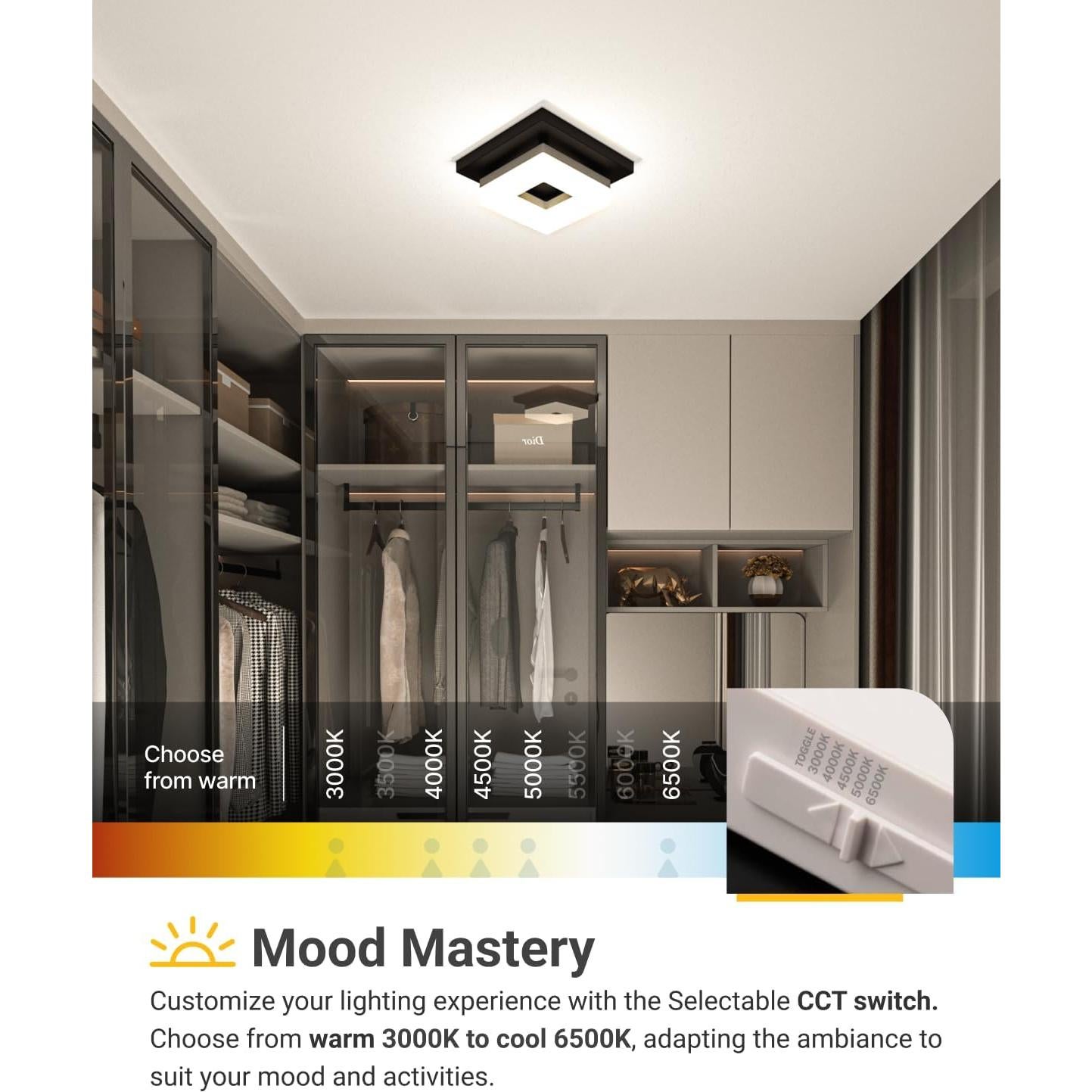 Luz de Techo LED Cuadrada Sunco 20.8x20.8cm 5 Temperaturas