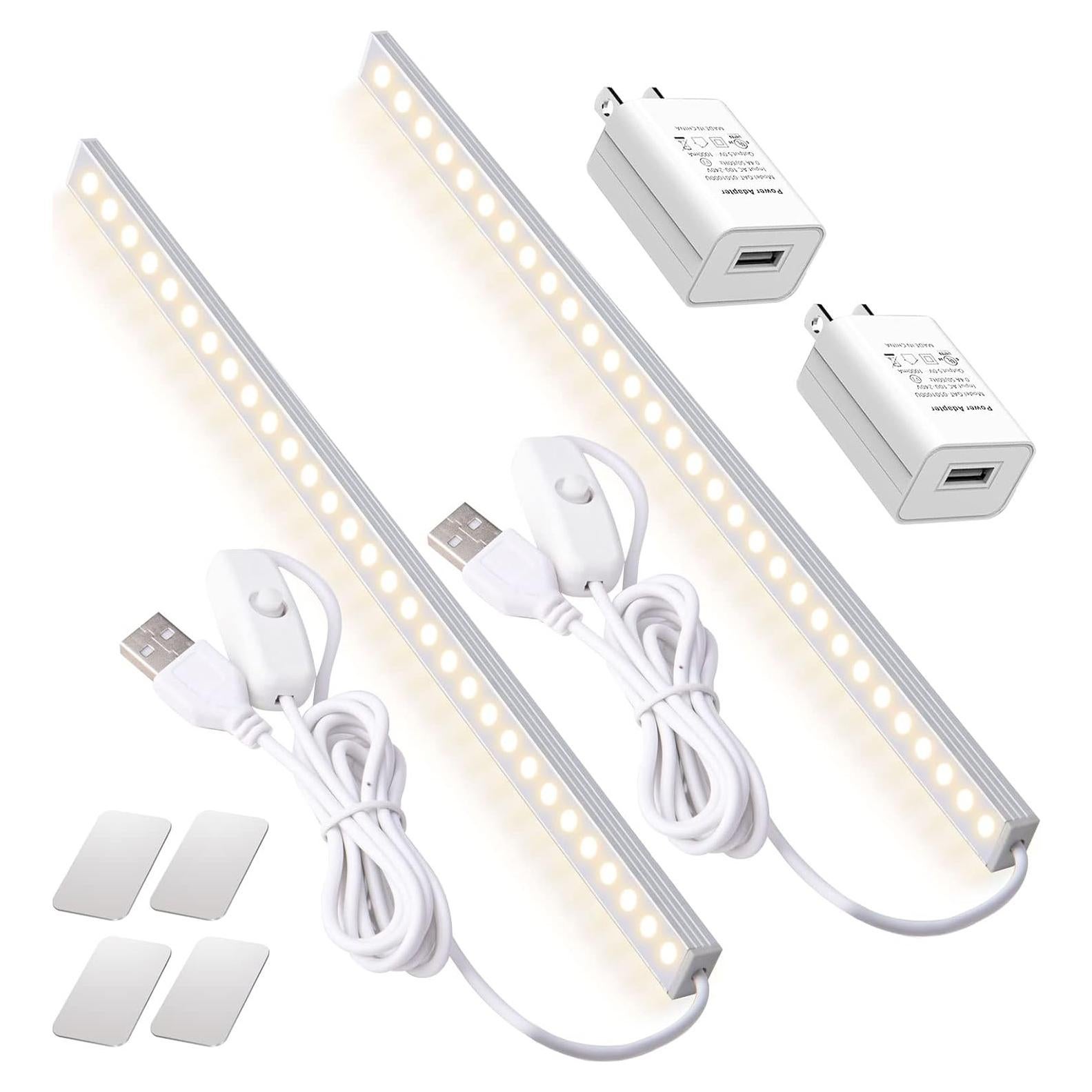 2 Pack Luz LED Bajo Gabinete DWEPTU con Enchufe AC 30.5 cm