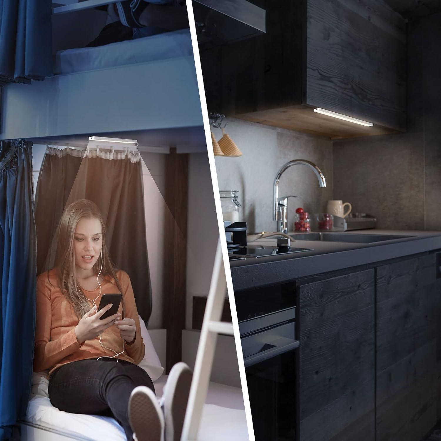 2 Pack Luz LED Bajo Gabinete DWEPTU con Enchufe AC 30.5 cm