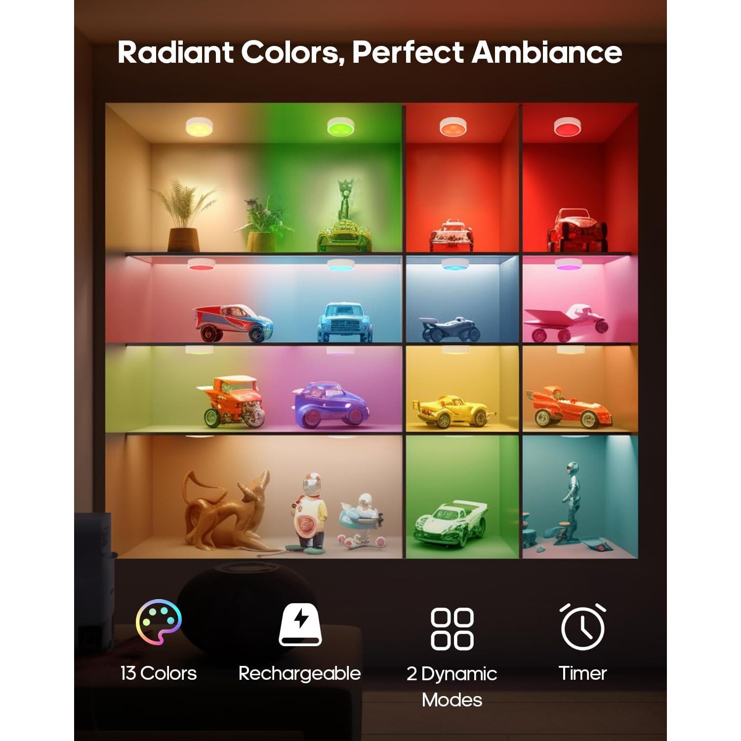 Luces Puck LED GOODEA.fun 6 Piezas RGB Control Remoto