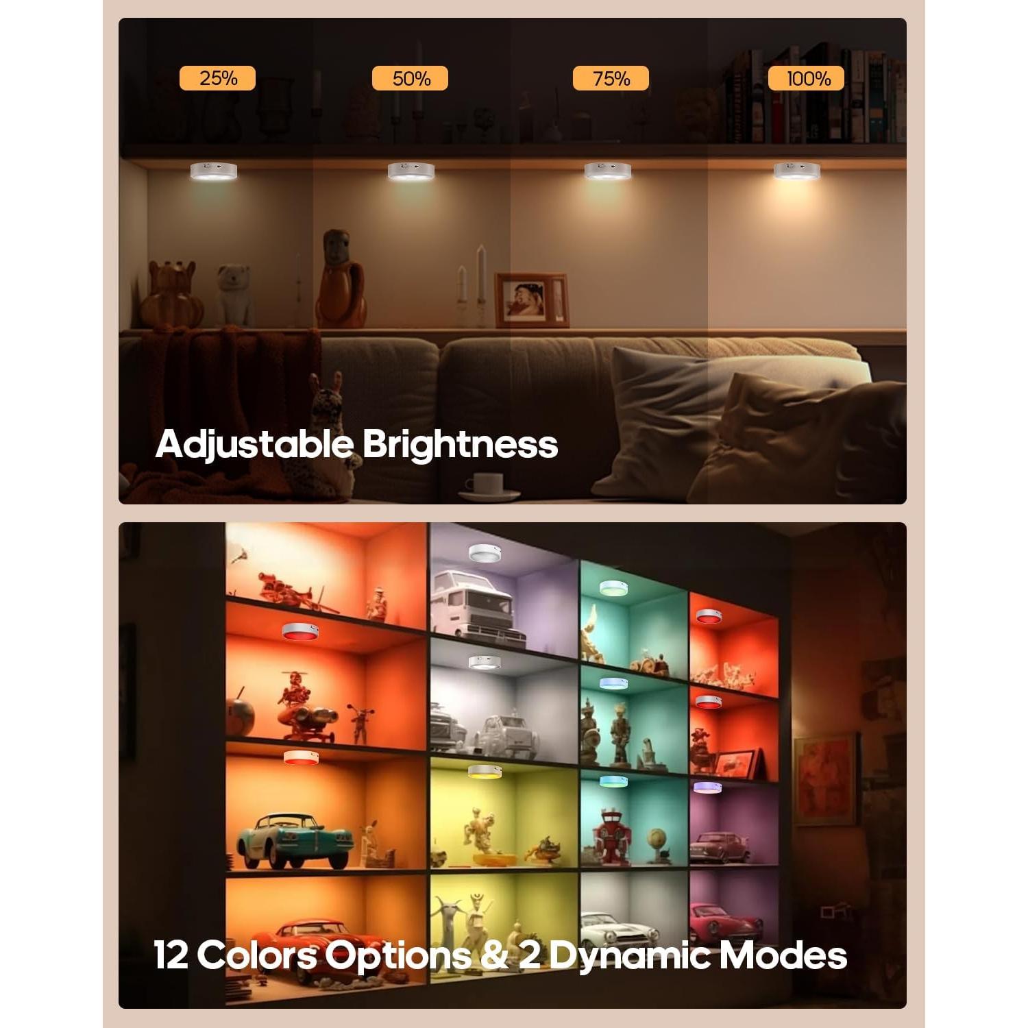 Luces Puck LED GOODEA.fun 6 Piezas RGB Control Remoto