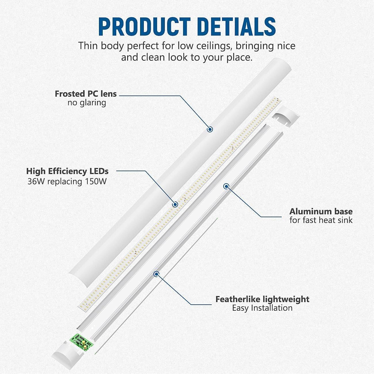 Luz de Taller LED DAKASON 4FT 36W 4320lm Ajustable 3000K/4000K/5000K