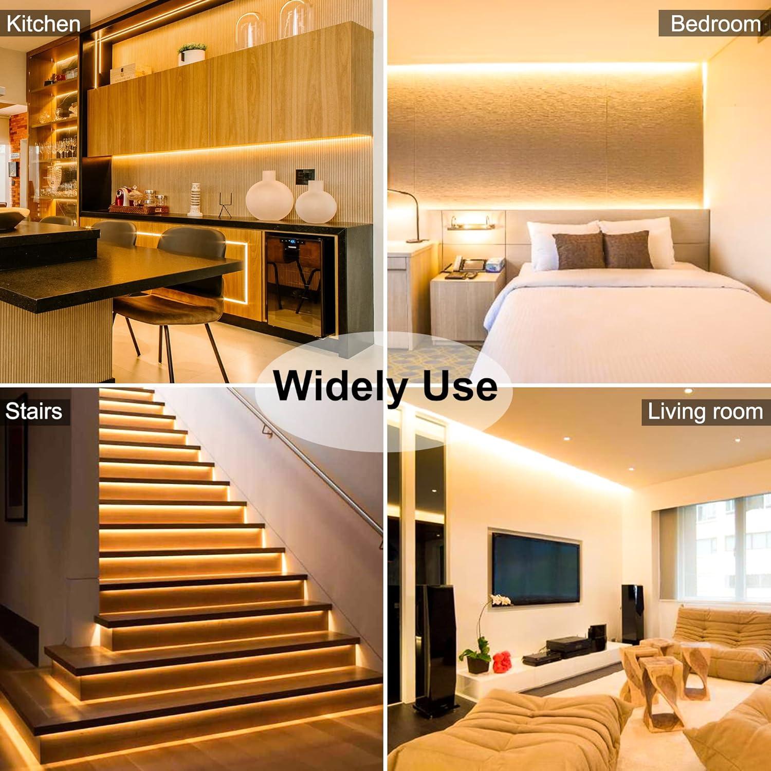 COB LED Strip, 16.4ft Warm White COB LED Strip Light, Dimmable LED Light Strip 2700K, CRI92+, 8mm Width, 24V Flexible LED Tape Light for TV, Bedroom, Kitchen Cabinet, Closet, Home Decoration.