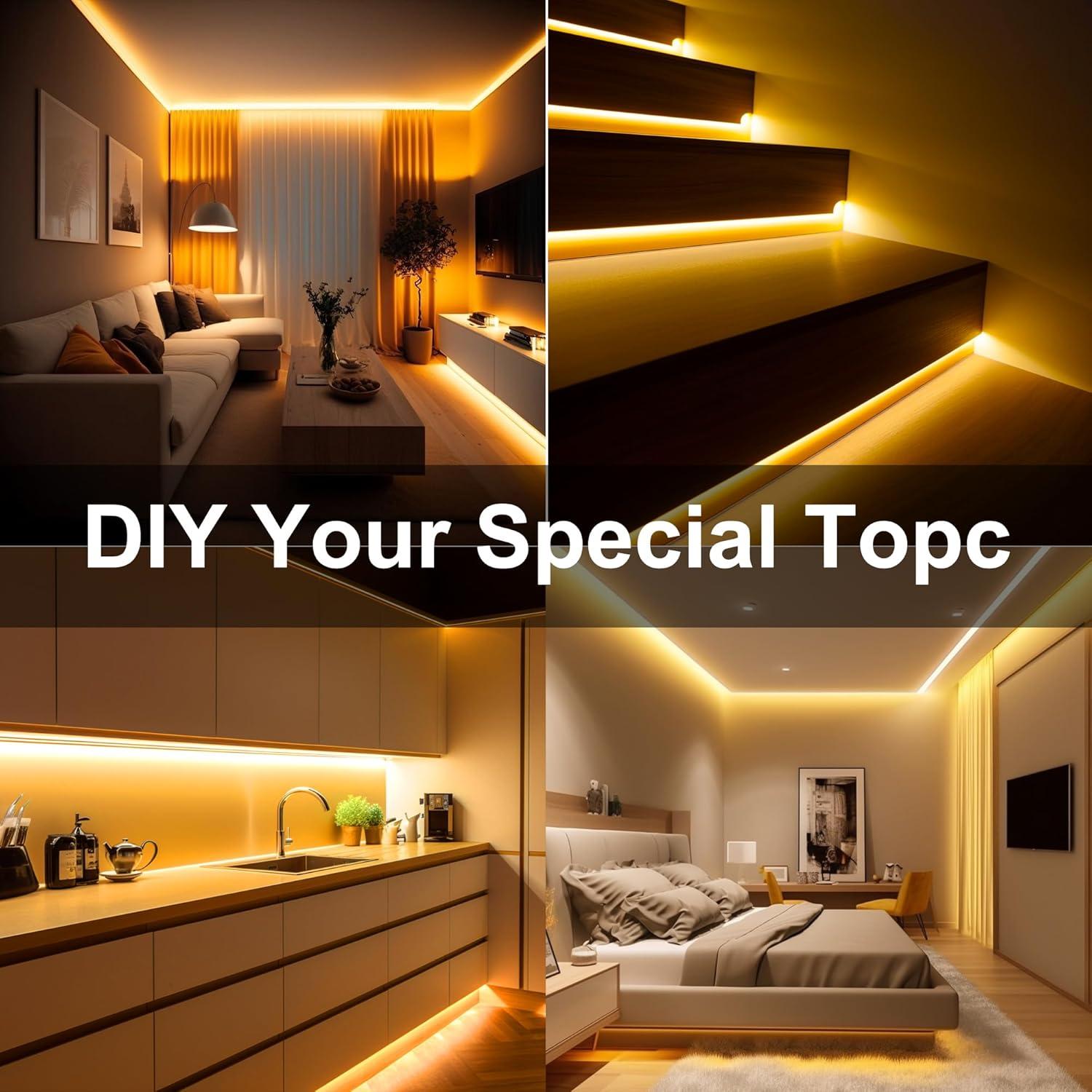 COB LED Strip, 16.4ft Warm White COB LED Strip Light, Dimmable LED Light Strip 2700K, CRI92+, 8mm Width, 24V Flexible LED Tape Light for TV, Bedroom, Kitchen Cabinet, Closet, Home Decoration.