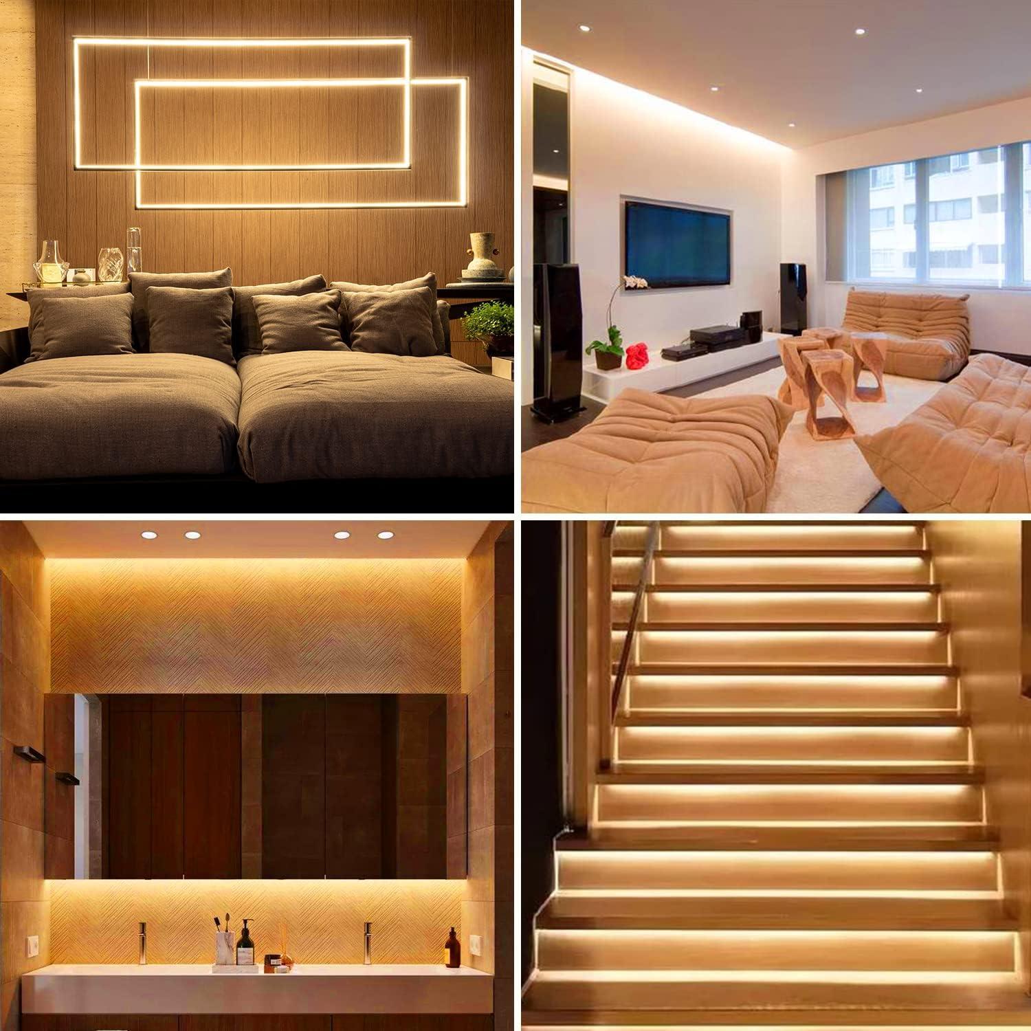 COB LED Strip, 16.4ft Warm White COB LED Strip Light, Dimmable LED Light Strip 2700K, CRI92+, 8mm Width, 24V Flexible LED Tape Light for TV, Bedroom, Kitchen Cabinet, Closet, Home Decoration.