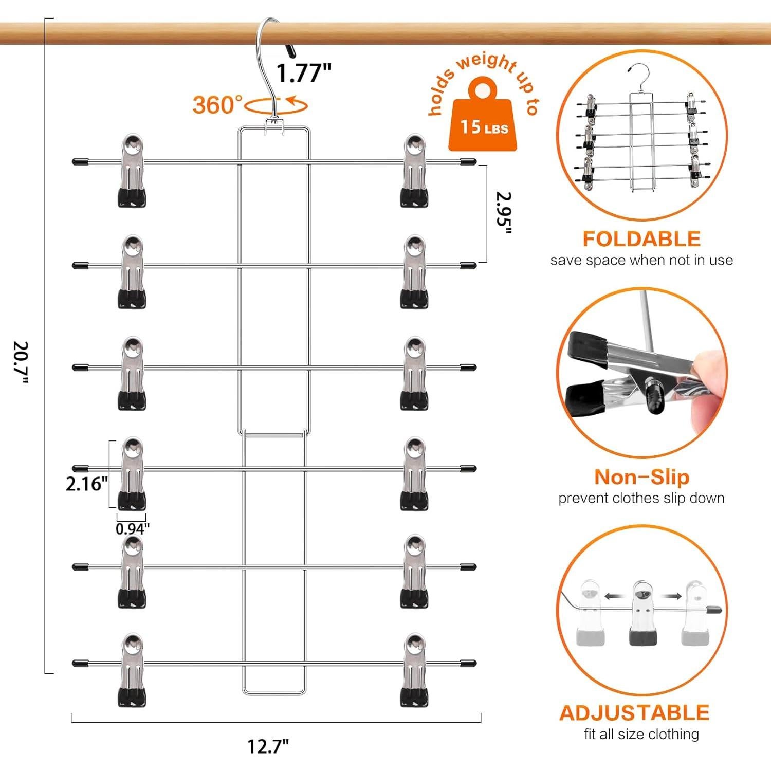 Perchas para Pantalones SHUKEEKA - Paquete de 3, Acero Inoxidable