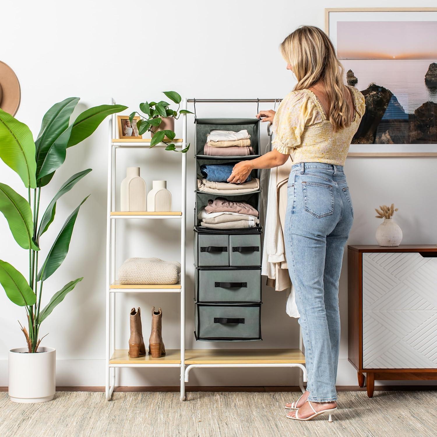 Organizador Colgante de Closet SMIRLY 6 Estantes Gris