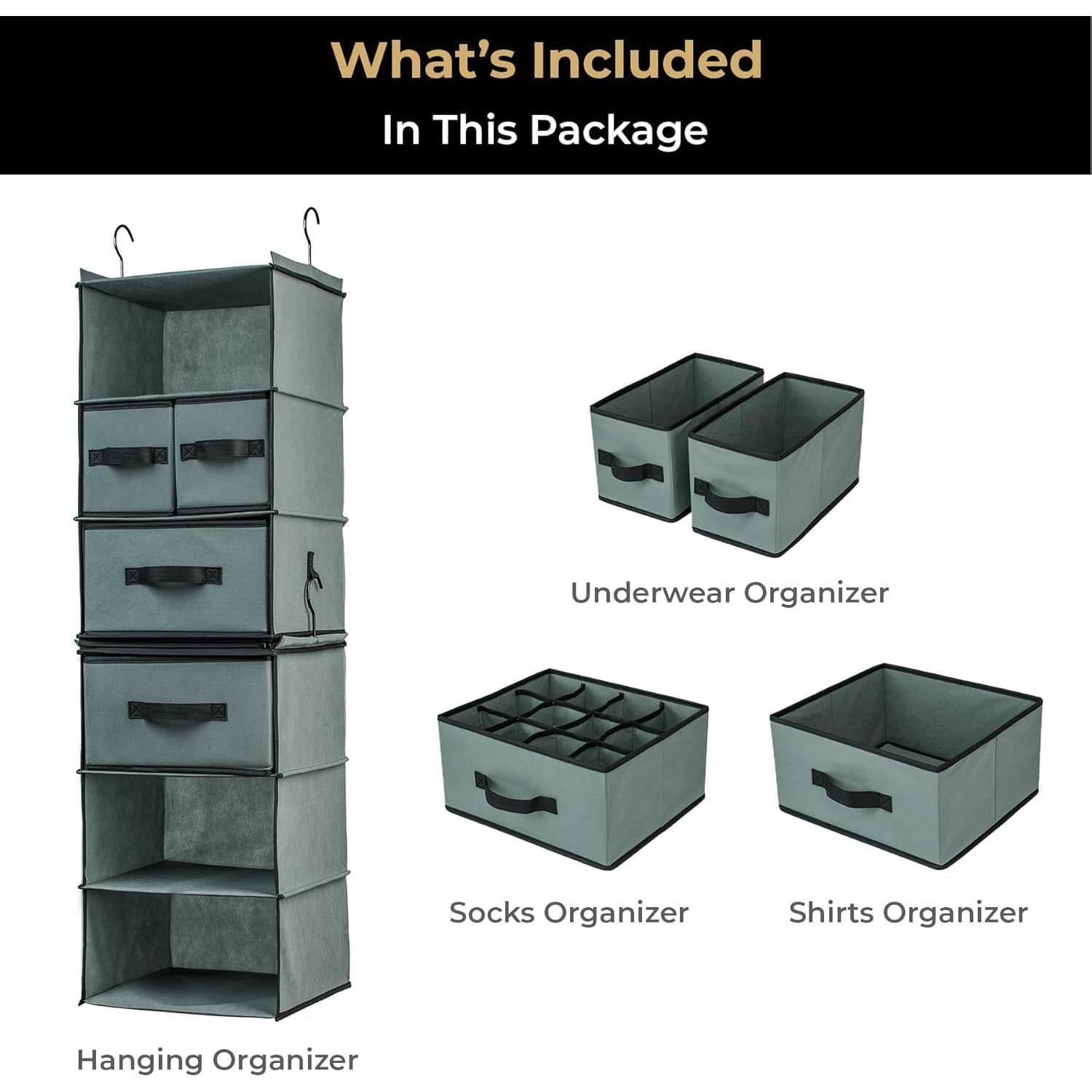 Organizador Colgante de Closet SMIRLY 6 Estantes Gris