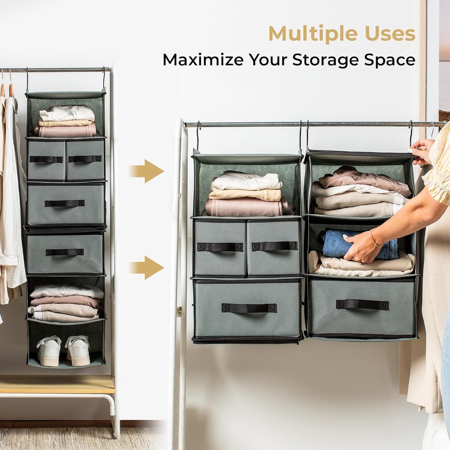 Organizador Colgante de Closet SMIRLY 6 Estantes Gris