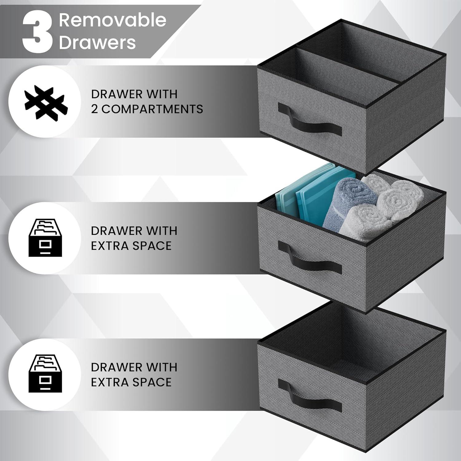 Organizador de Closet Colgante Abritex 6 Estantes y 3 Cajones Gris