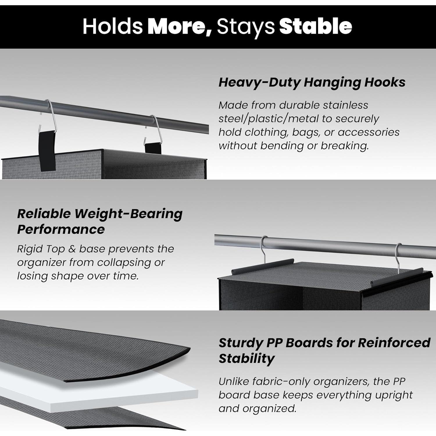 Organizador de Closet Colgante Abritex 6 Estantes y 3 Cajones Gris