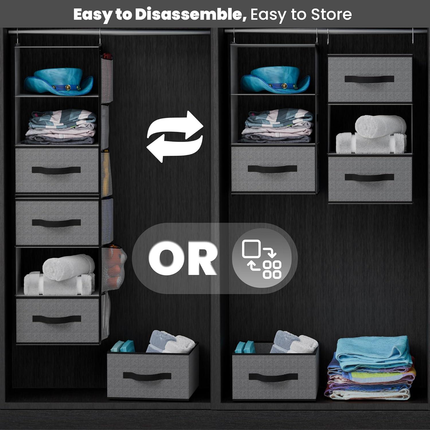 Organizador de Closet Colgante Abritex 6 Estantes y 3 Cajones Gris