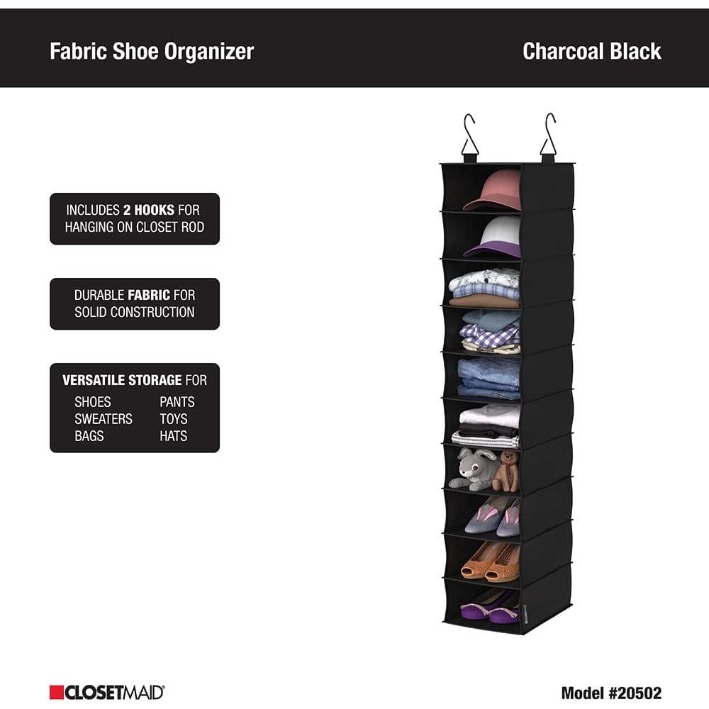 Organizador Colgante de Tela ClosetMaid 10 Estantes Negro