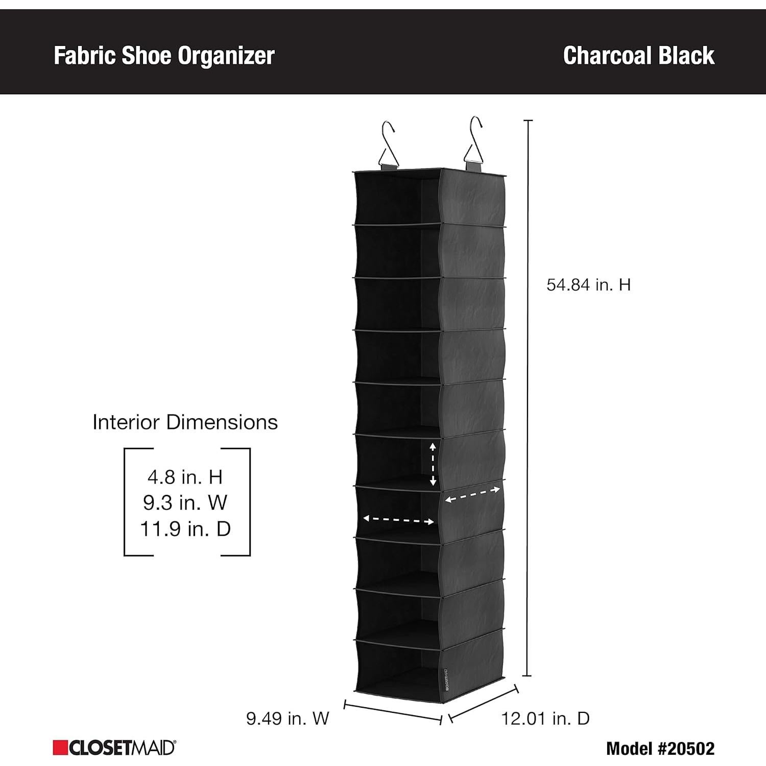 Organizador Colgante de Tela ClosetMaid 10 Estantes Negro