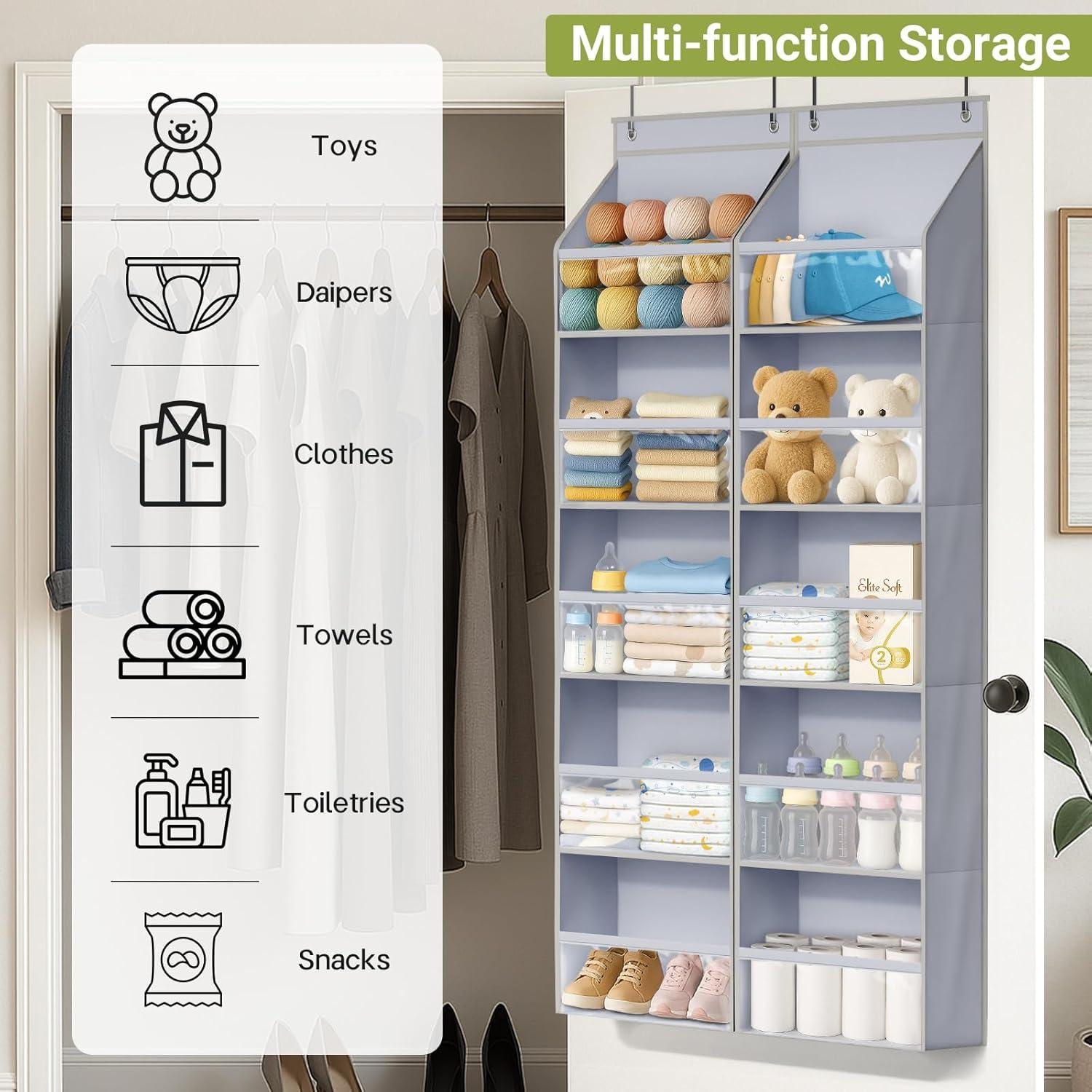Organizador Colgante sobre la Puerta AOODA 2 Paquetes Gris