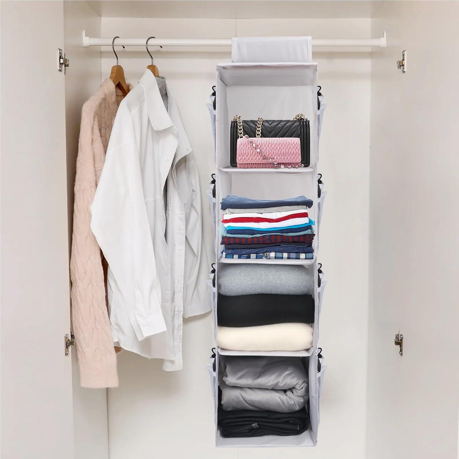 Organizador Colgante de Closet PetsHome 4 Estantes Gris