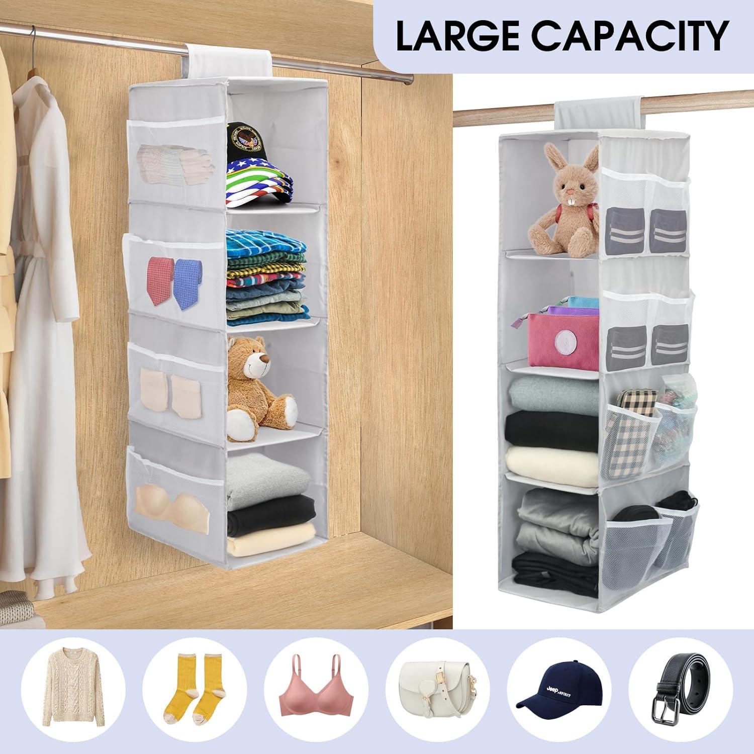 Organizador Colgante de Closet PetsHome 4 Estantes Gris