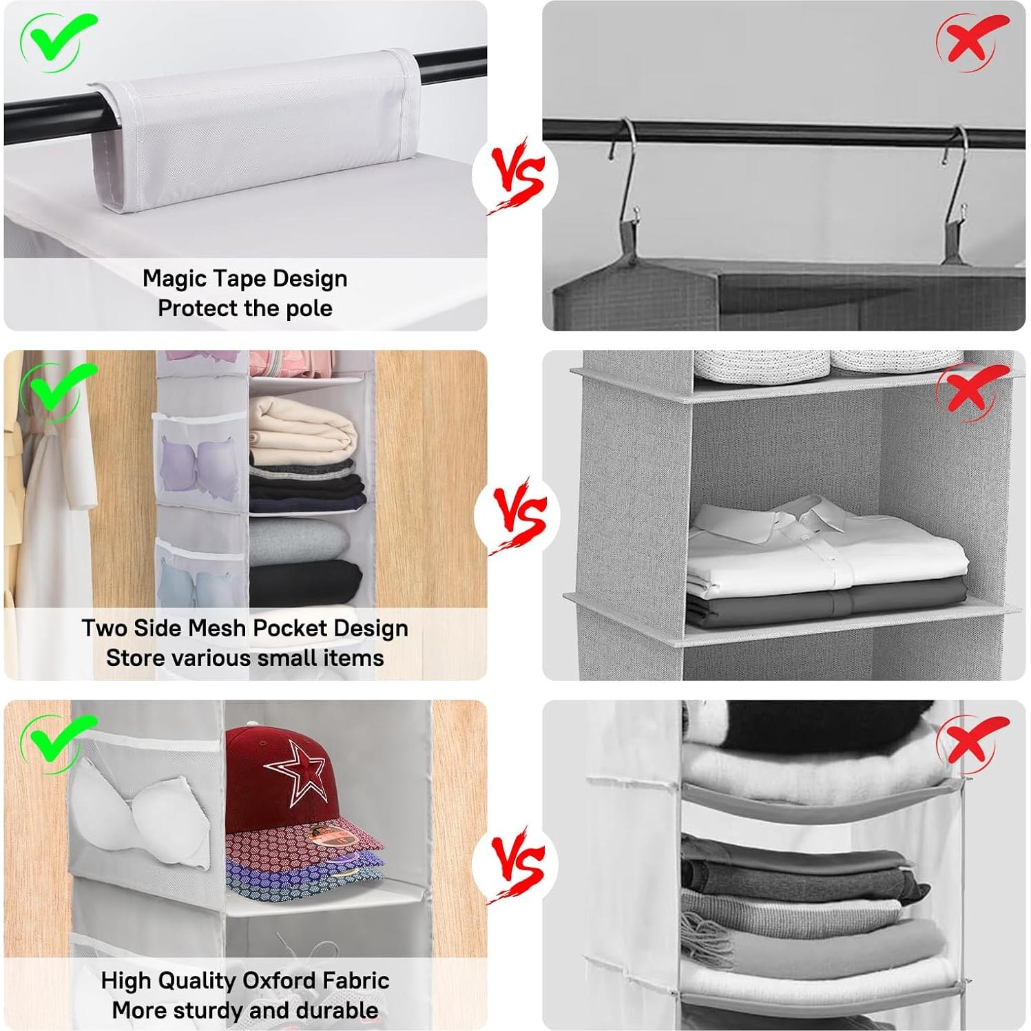 Organizador Colgante de Closet PetsHome 4 Estantes Gris