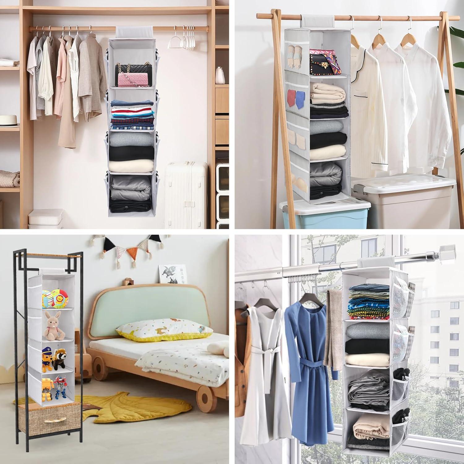 Organizador Colgante de Closet PetsHome 4 Estantes Gris