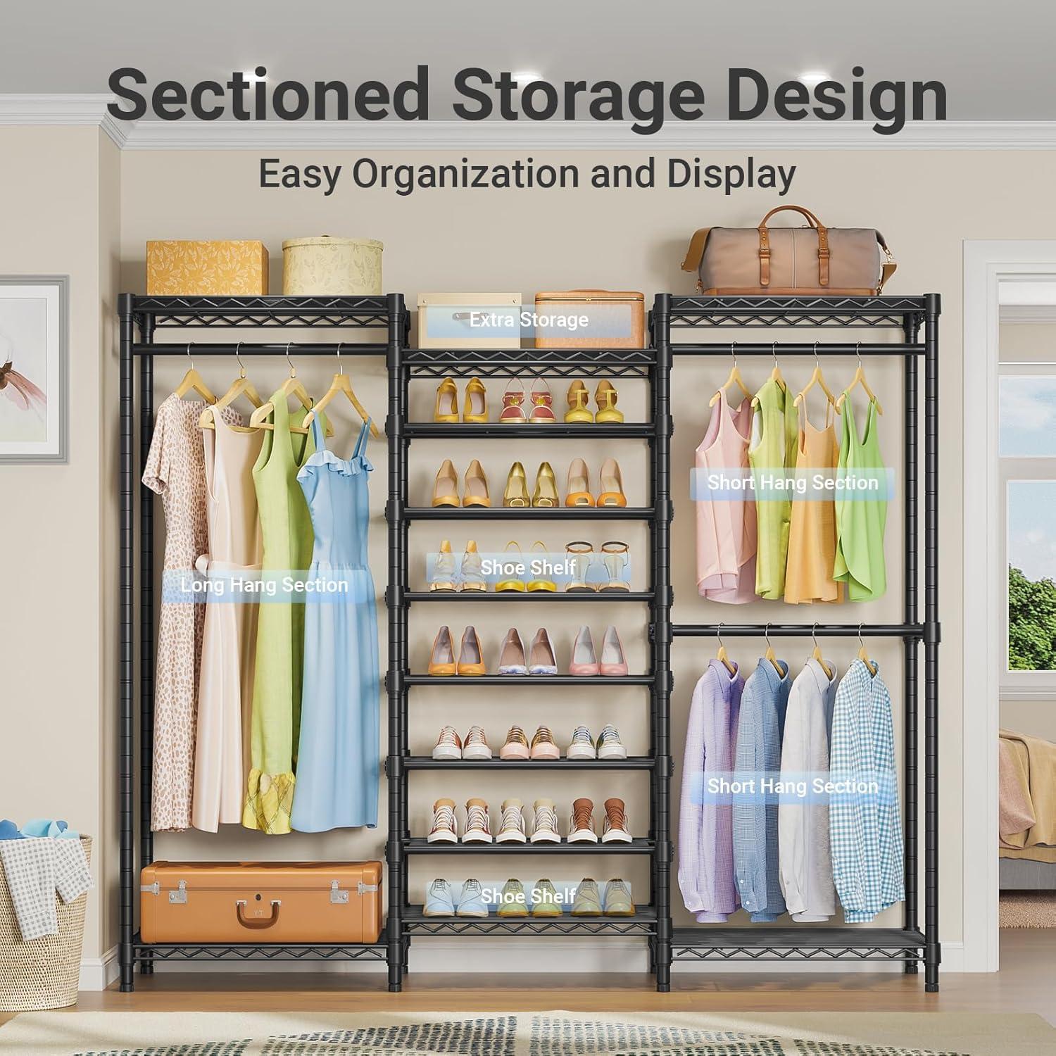 Soporte de Ropa VIPEK S3 Negro 6 Estantes Ajustables 194 cm