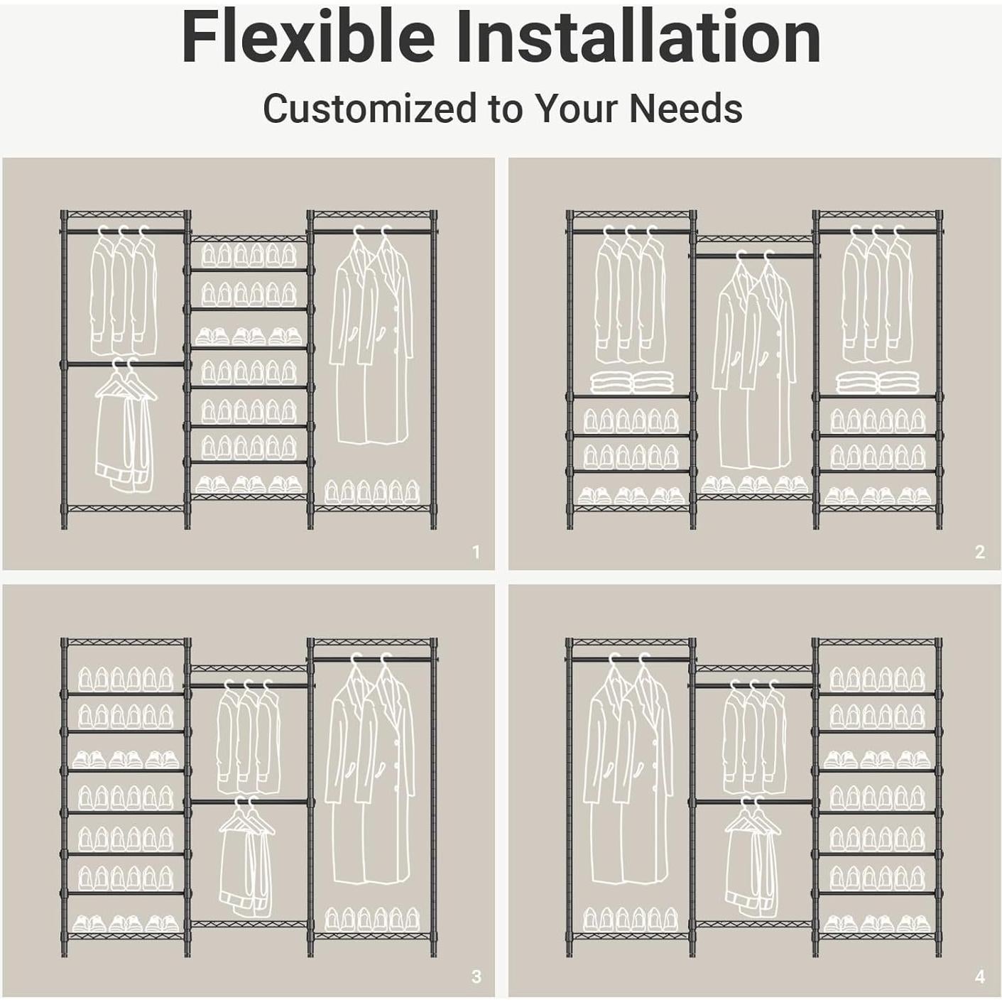 Soporte de Ropa VIPEK S3 Negro 6 Estantes Ajustables 194 cm