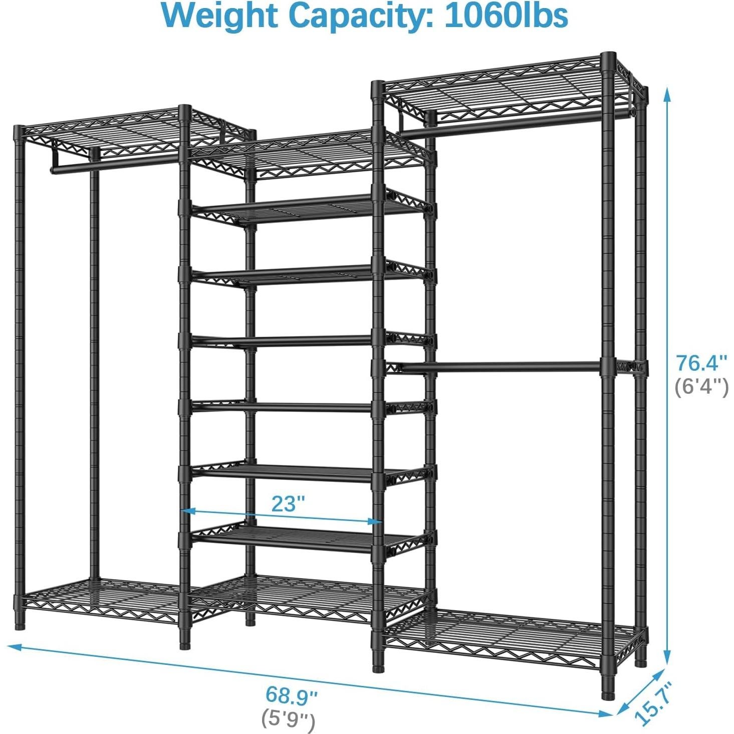 Soporte de Ropa VIPEK S3 Negro 6 Estantes Ajustables 194 cm