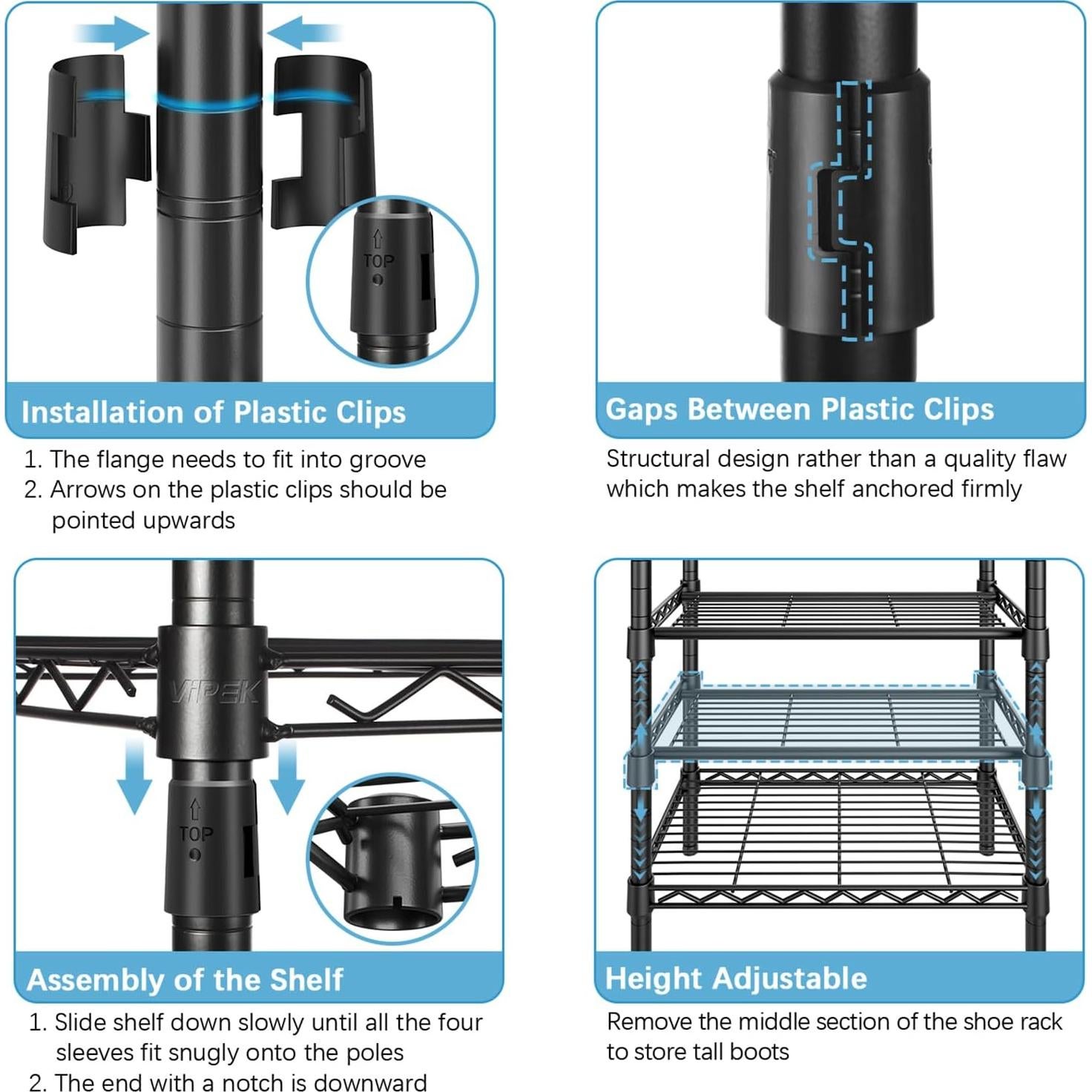 Soporte de Ropa VIPEK S3 Negro 6 Estantes Ajustables 194 cm