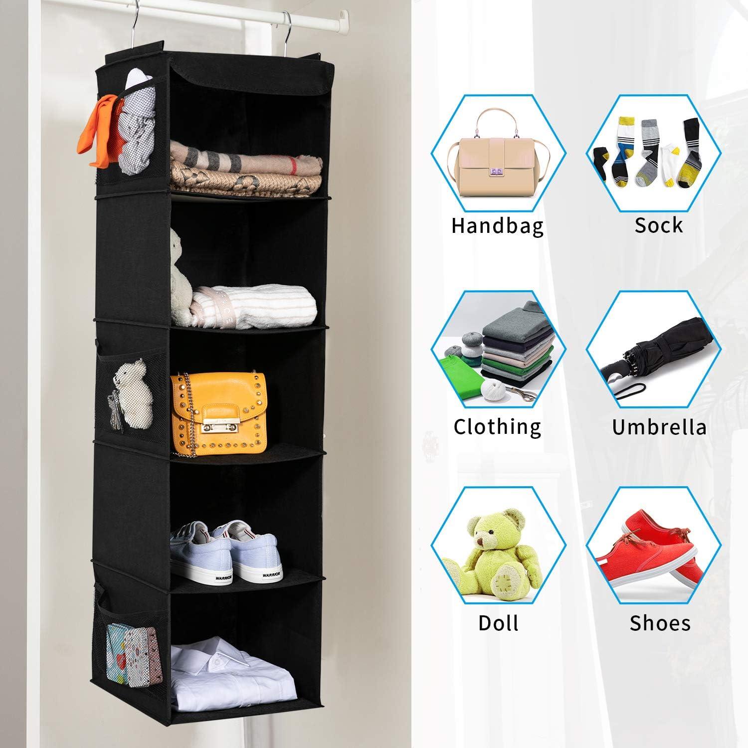 Organizador de Closet Colgante BrilliantJo 5 Estantes Negro