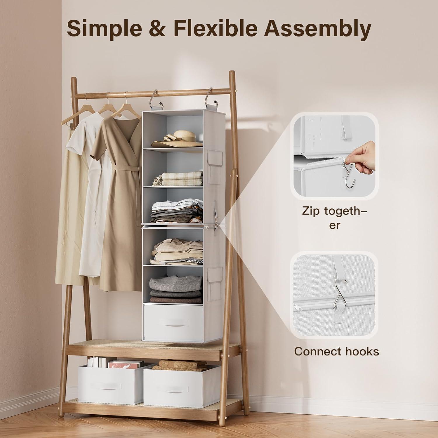 Organizador de Closet Colgante Pipishell 6 Estantes Blanco