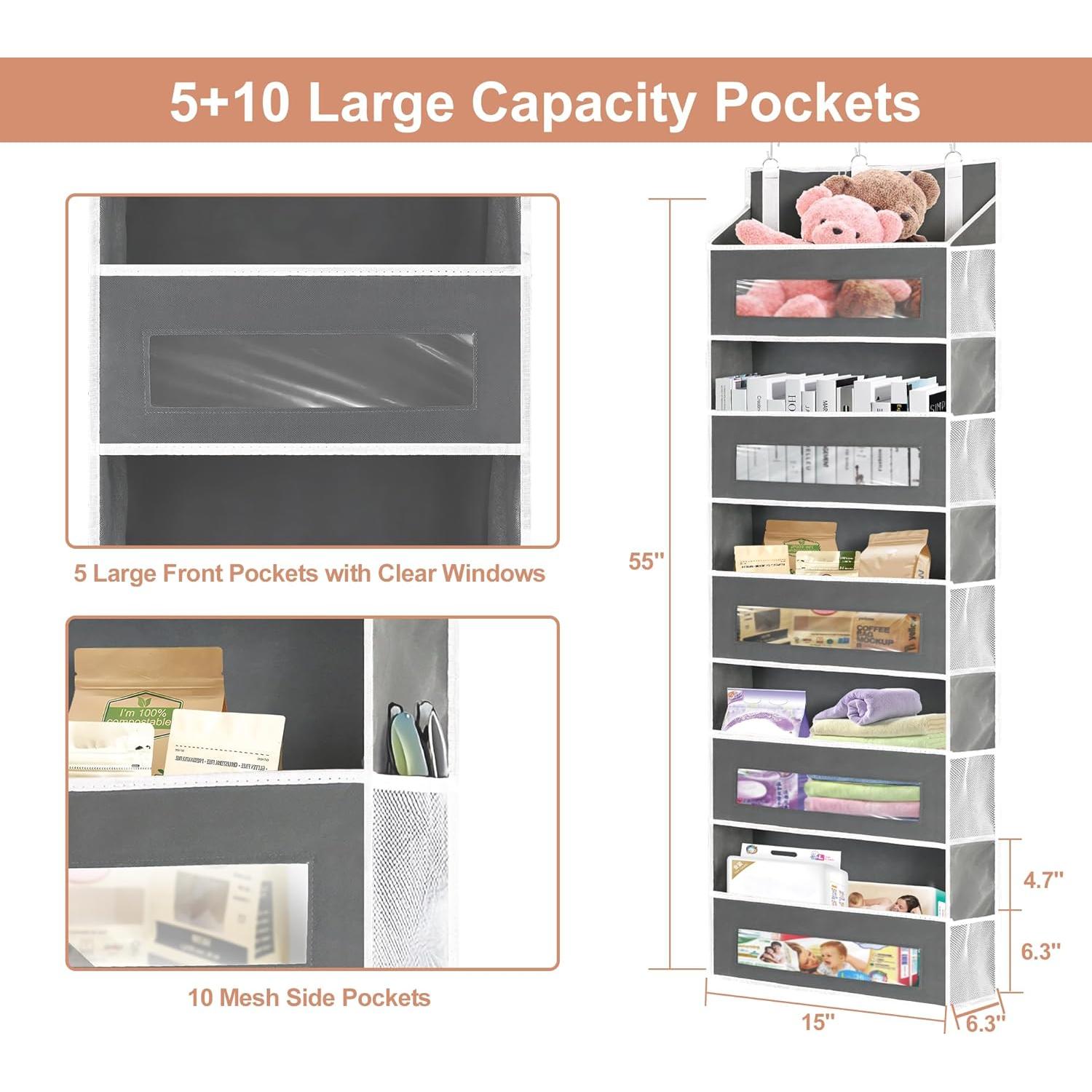 Organizador Colgante XyVoltic 5 Niveles 10 Bolsillos Gris