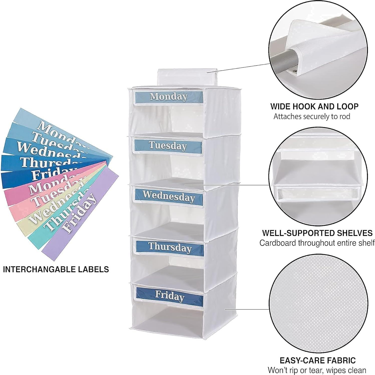 Organizador de Ropa Semanal Three Sweet Peas Co 5 Estantes 84 cm