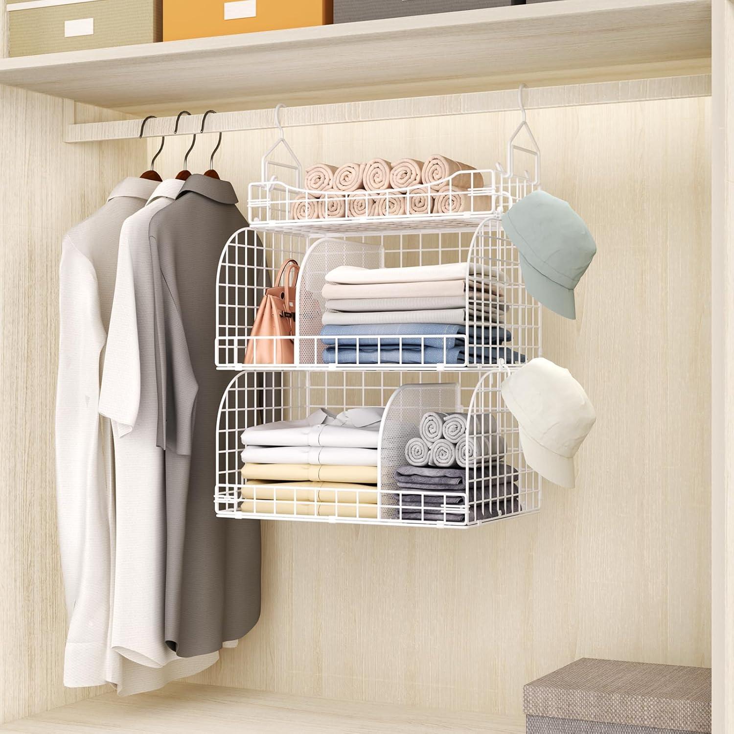 Organizador de Closet Colgante HapiRm - 3 Niveles Metal Blanco