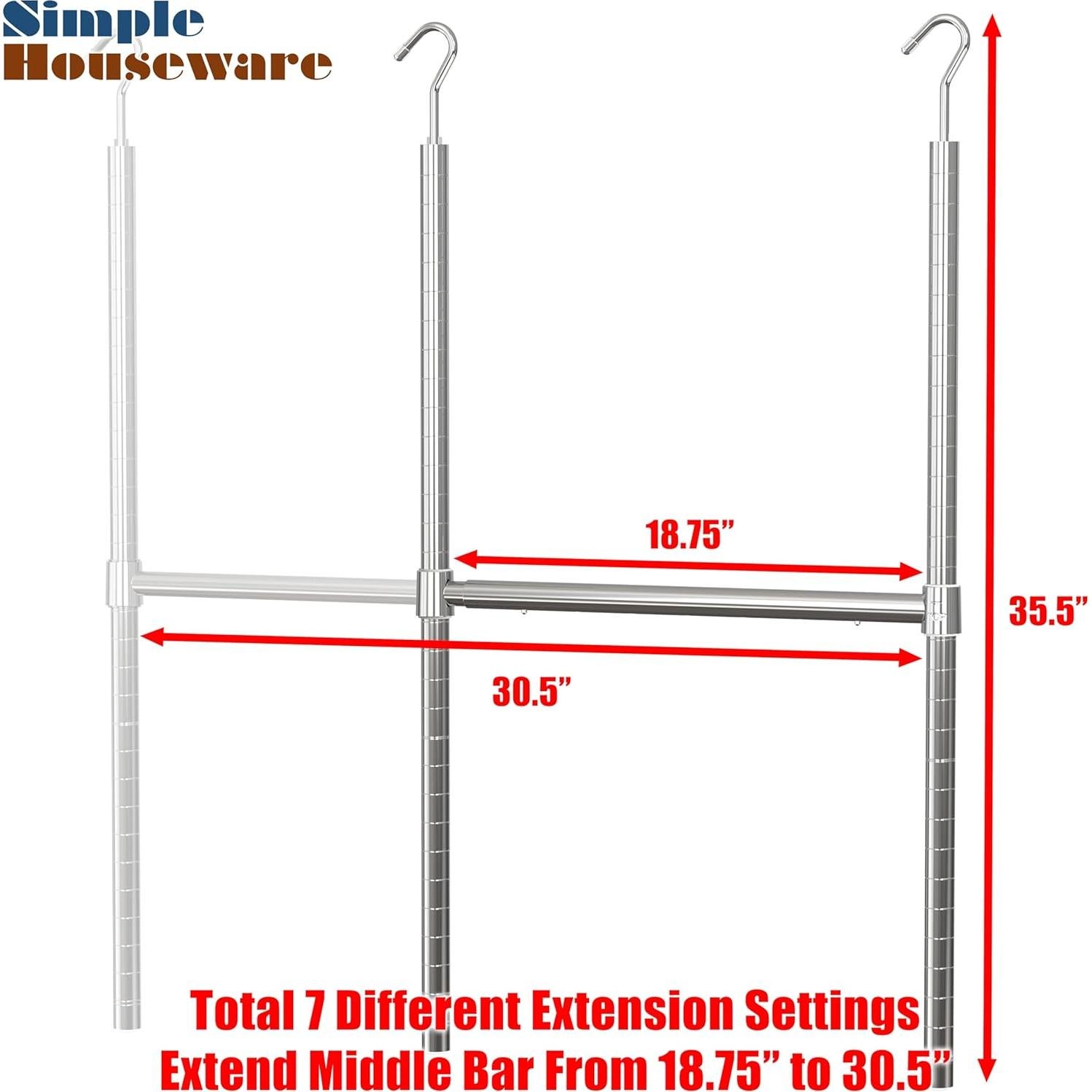 Varilla Colgante Ajustable Simple Houseware Cromo 47.63-77.47 cm