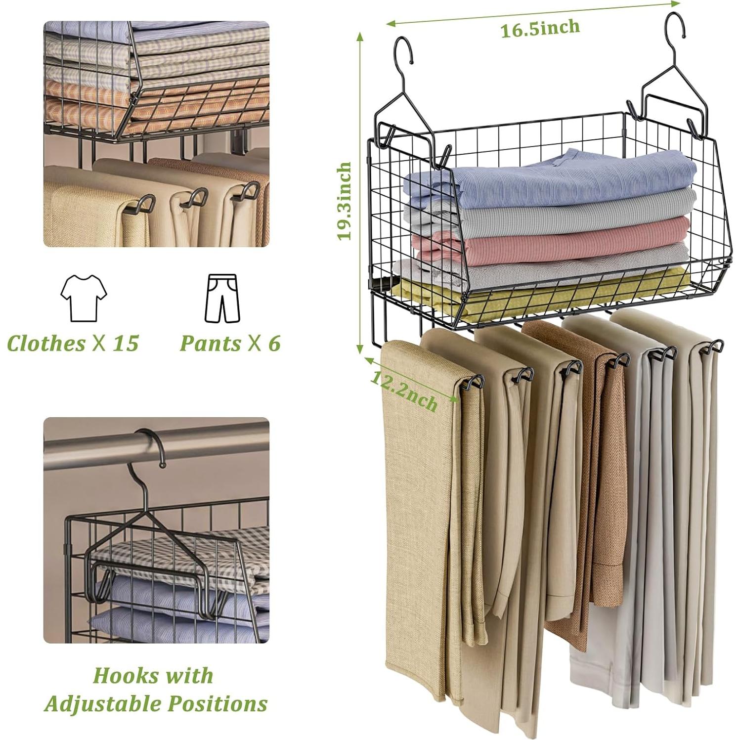 Organizador de Closet Colgante X-cosrack 2 Paquetes Negro