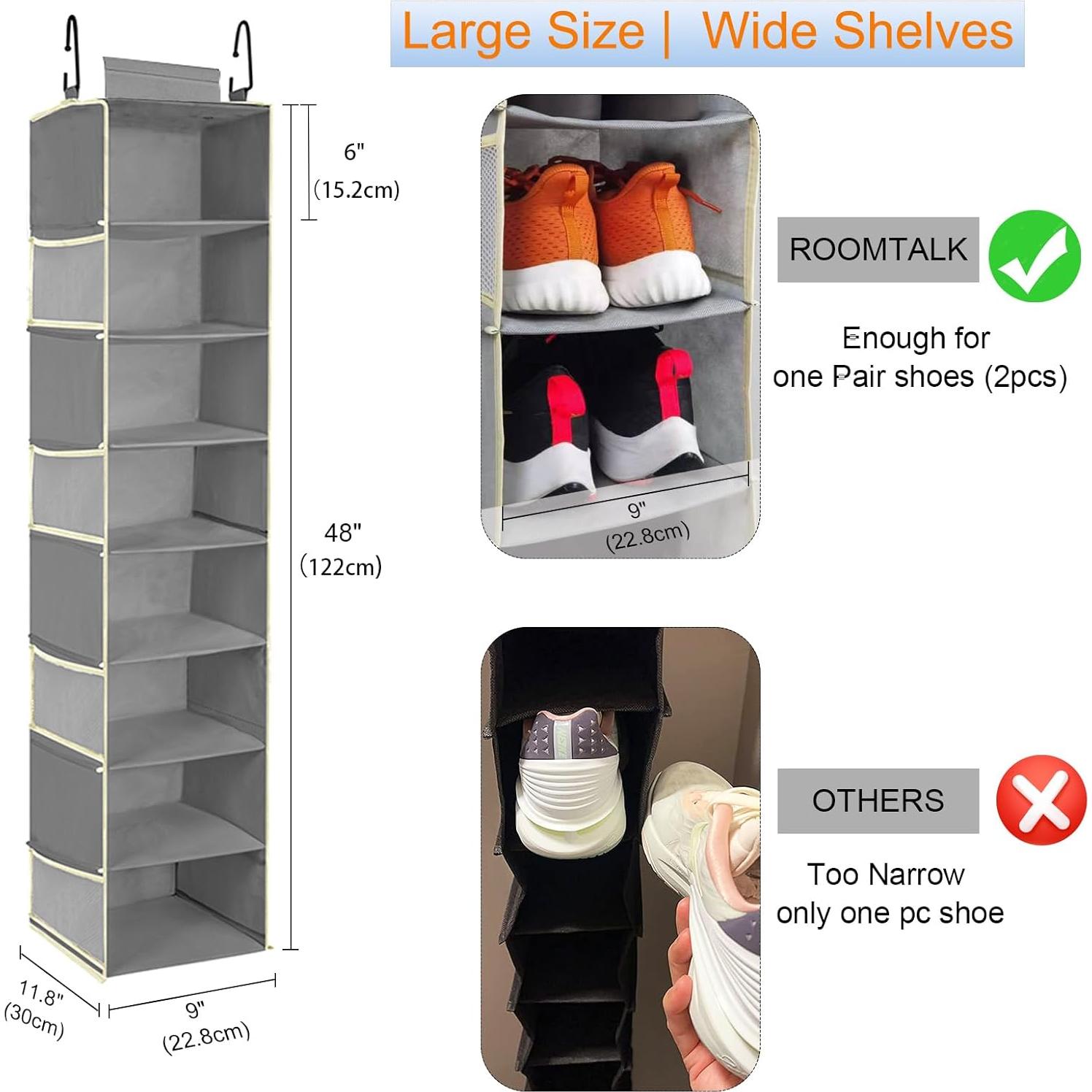 Organizador Colgante de Zapatos Roomtalk 8 Estantes Gris 30x22.86x121.92 cm