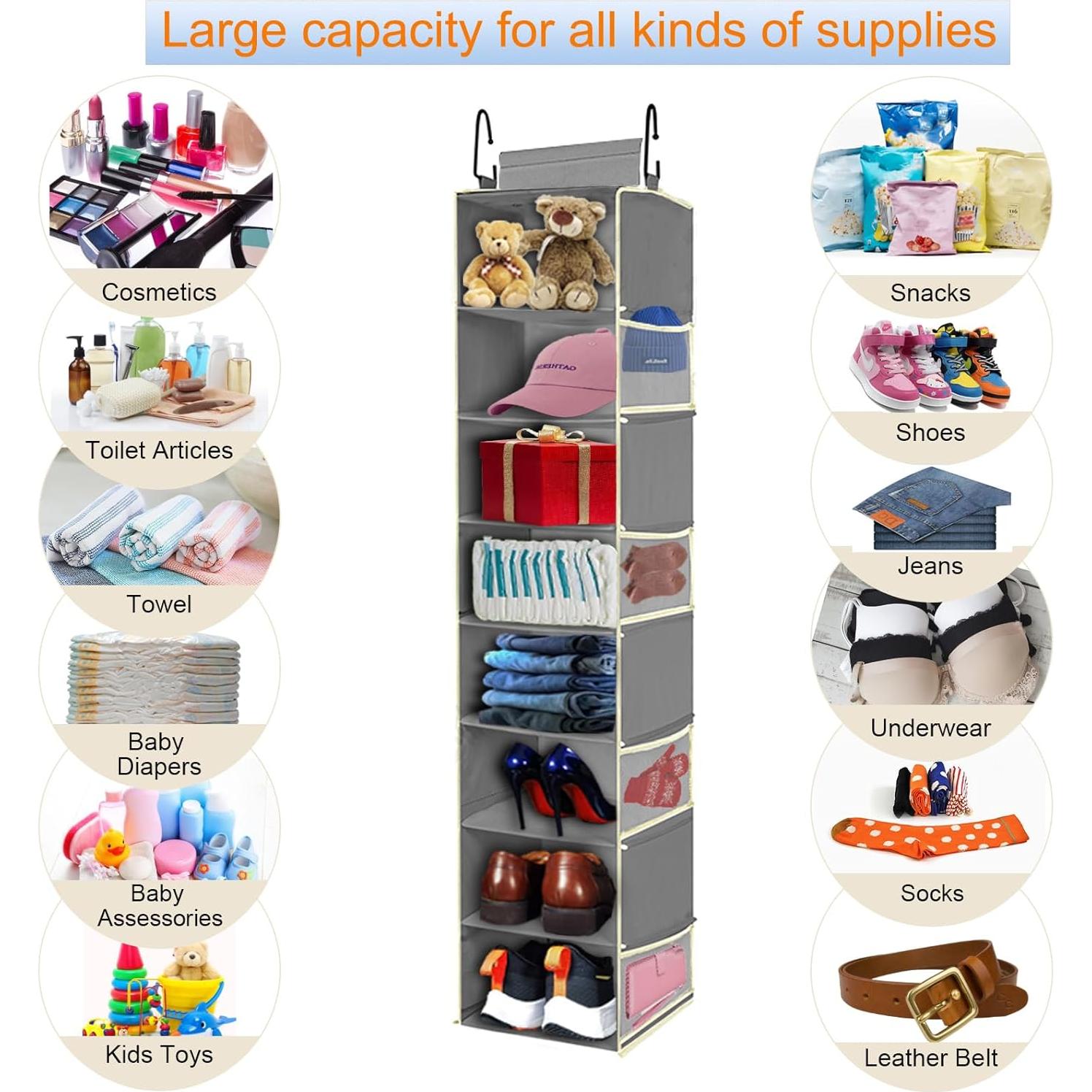 Organizador Colgante de Zapatos Roomtalk 8 Estantes Gris 30x22.86x121.92 cm